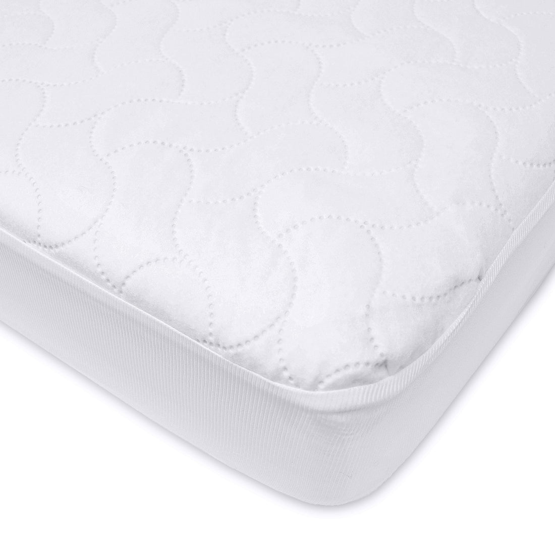 American Baby Company Waterproof Fitted Crib and Toddler Mattress Protector, Quilted and Noiseless Crib & Toddler Mattress Pad Cover, White, 52x28x9