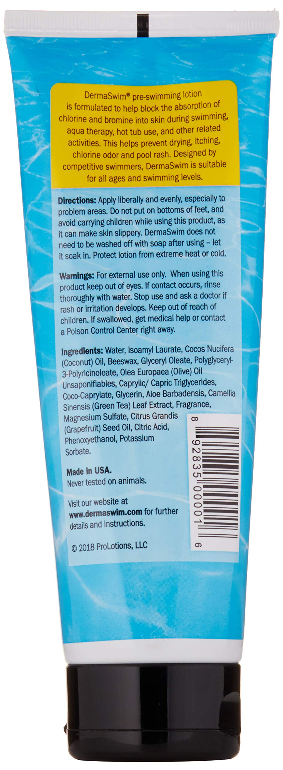 Dermaswim Pro 8 Ounce Tube Pre-Swimming Lotion