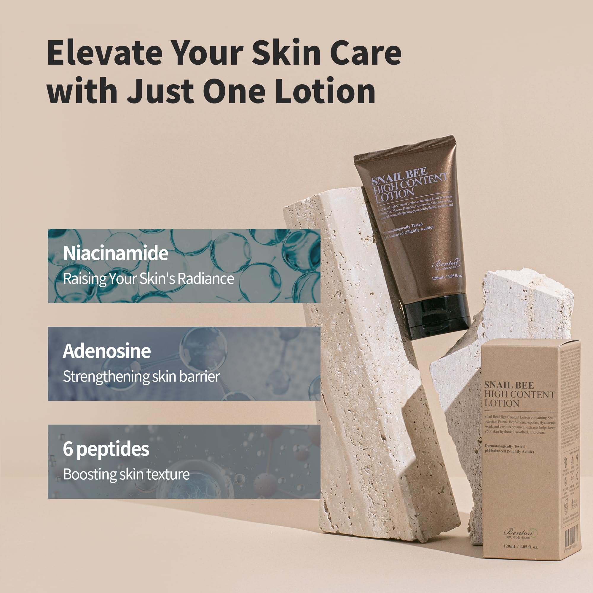 BENTON Snail Bee High Content Lotion 120ml (4.05 fl oz.) - Snail Mucin Moisturizer With Bee Venom | Hydrating Korean Skin Care Facial Moisturizer For Dry Skin & Combination skin