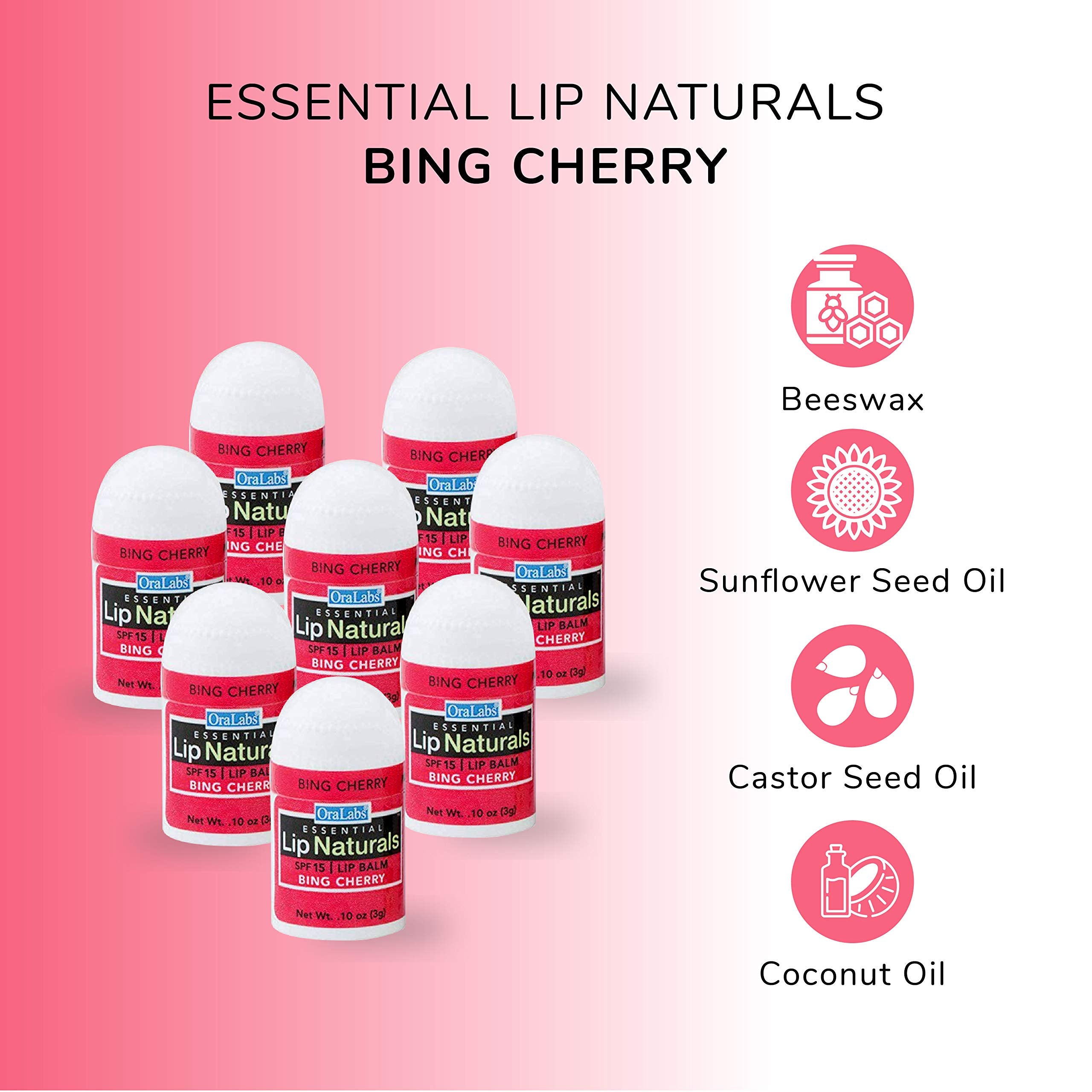 Lip Naturals® | Assorted Mini Lip Balm with Sunscreen (SPF-15) | Made in USA | 12-Count Pack with Bing Cherry, Tea Tree Mint, and Vanilla Bean Flavors (0.10oz/3g Each)