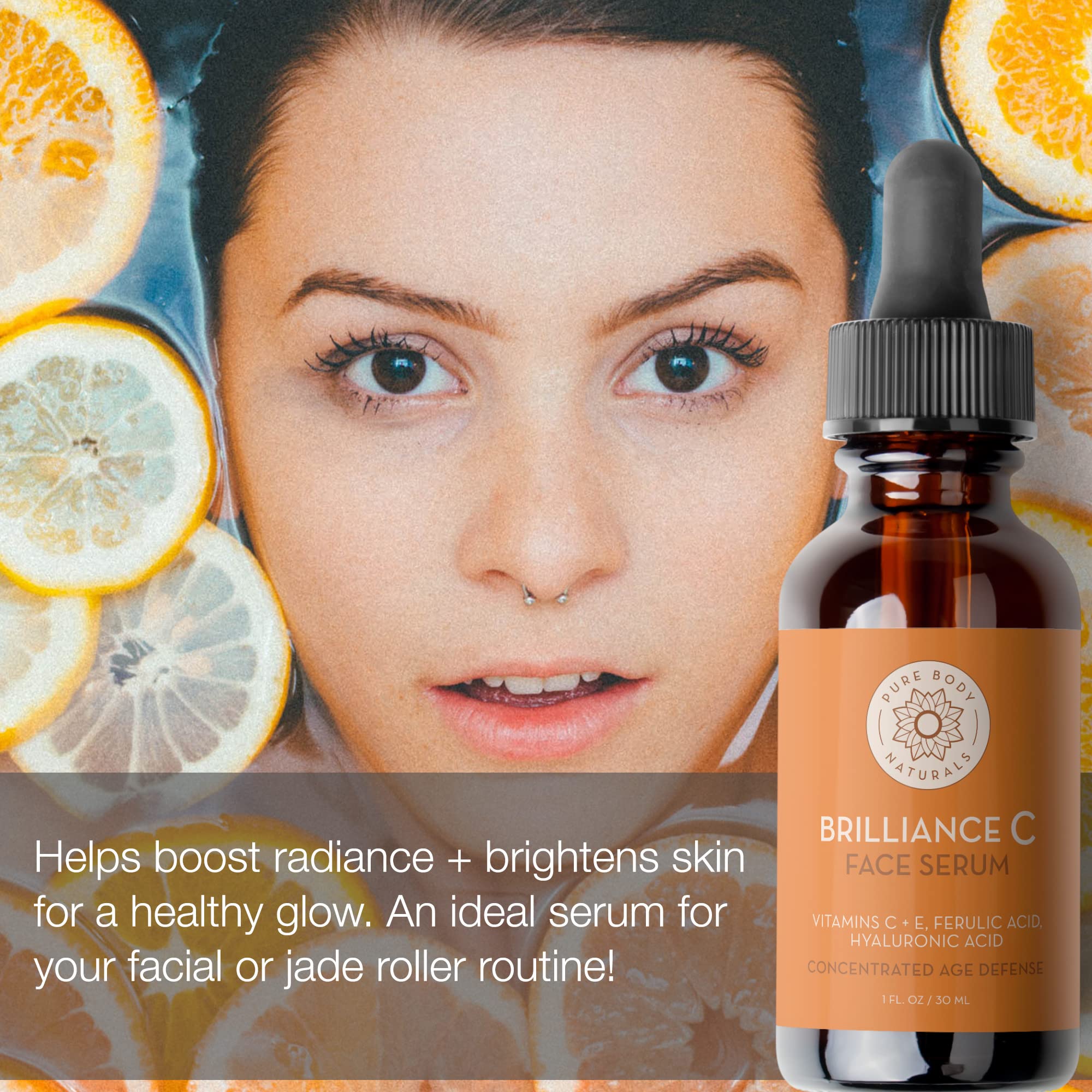 Pure Body Naturals Facial Serum - Hyaluronic Acid Serum, Retinol Serum, Vitamin C Serum, and Vitamin B3 (Niacinamide) Serum - A Perfect Serum Gift Set for Women of All Ages