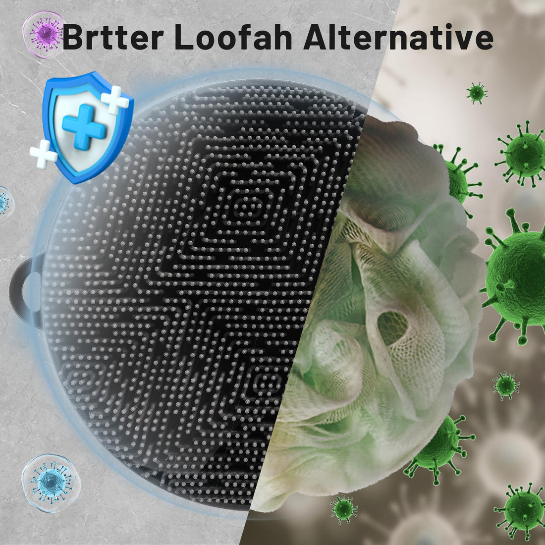 Zeutch Silicone Back Scrubber for Shower, 2025 Upgrade 16 Inch Detachable Long Handle Body Brush, Loop Bristles Shower Brush for Exfoliating, Deep Cleansing for Men & Massage Can Produce Rich Foam