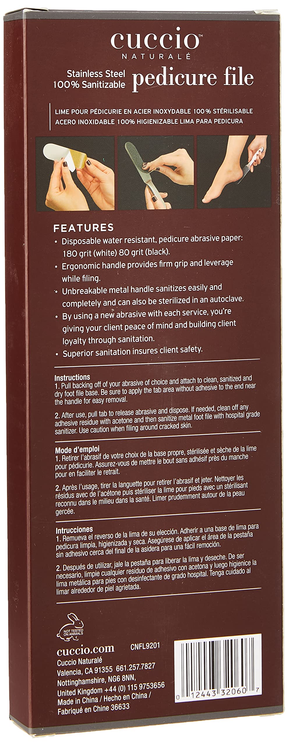 Cuccio Naturale Reusable Stainless Steel 100% Sanitizable Pedicure File Kit | 180 Grit White (15 Sheets) | 80 Grit Black Coarse (15 Sheets)