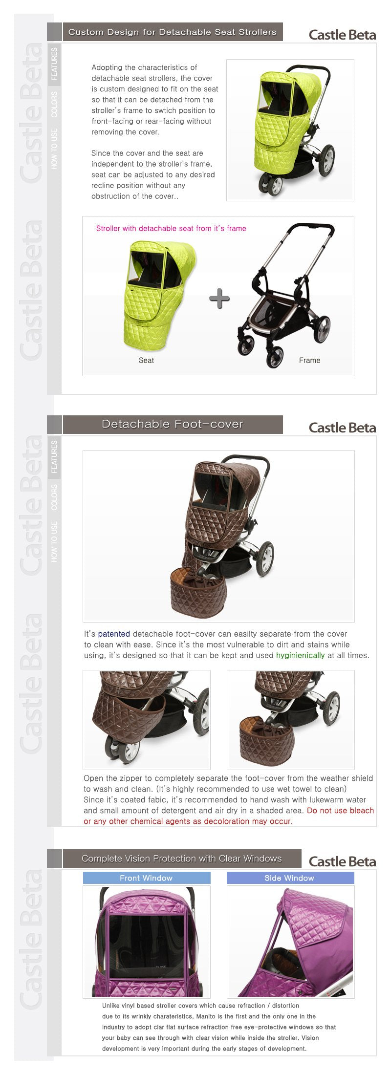 Manito Castle Beta Stroller Weather Shield (Chocolate)