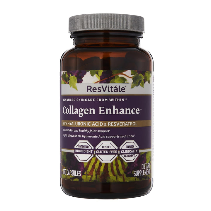 ResVitale Collagen Enhance - Beauty Supplement with Hyaluronic Acid & Resveratrol - 120 Capsules