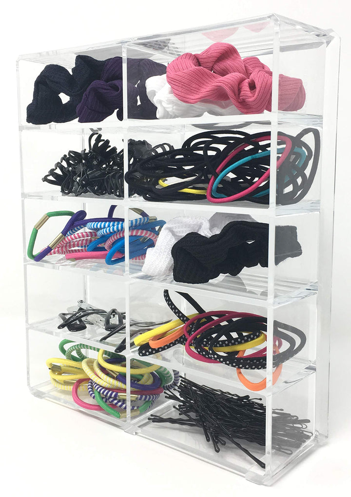 byAlegory Acrylic Hair Accessory Organizer With Large Slots 10 Space Storage Designed To Stand Or Lay Flat - Clear