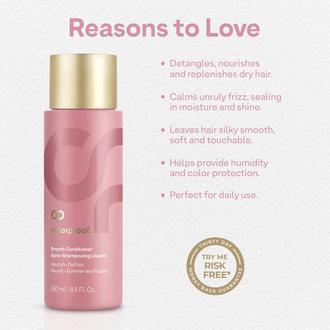 Colorproof Smooth Conditioner 8.5 Fl. Oz. w/White Tea Scent, Hair Smoother for Frizzy Hair, Conditioner for Women and Men w/Color Protection