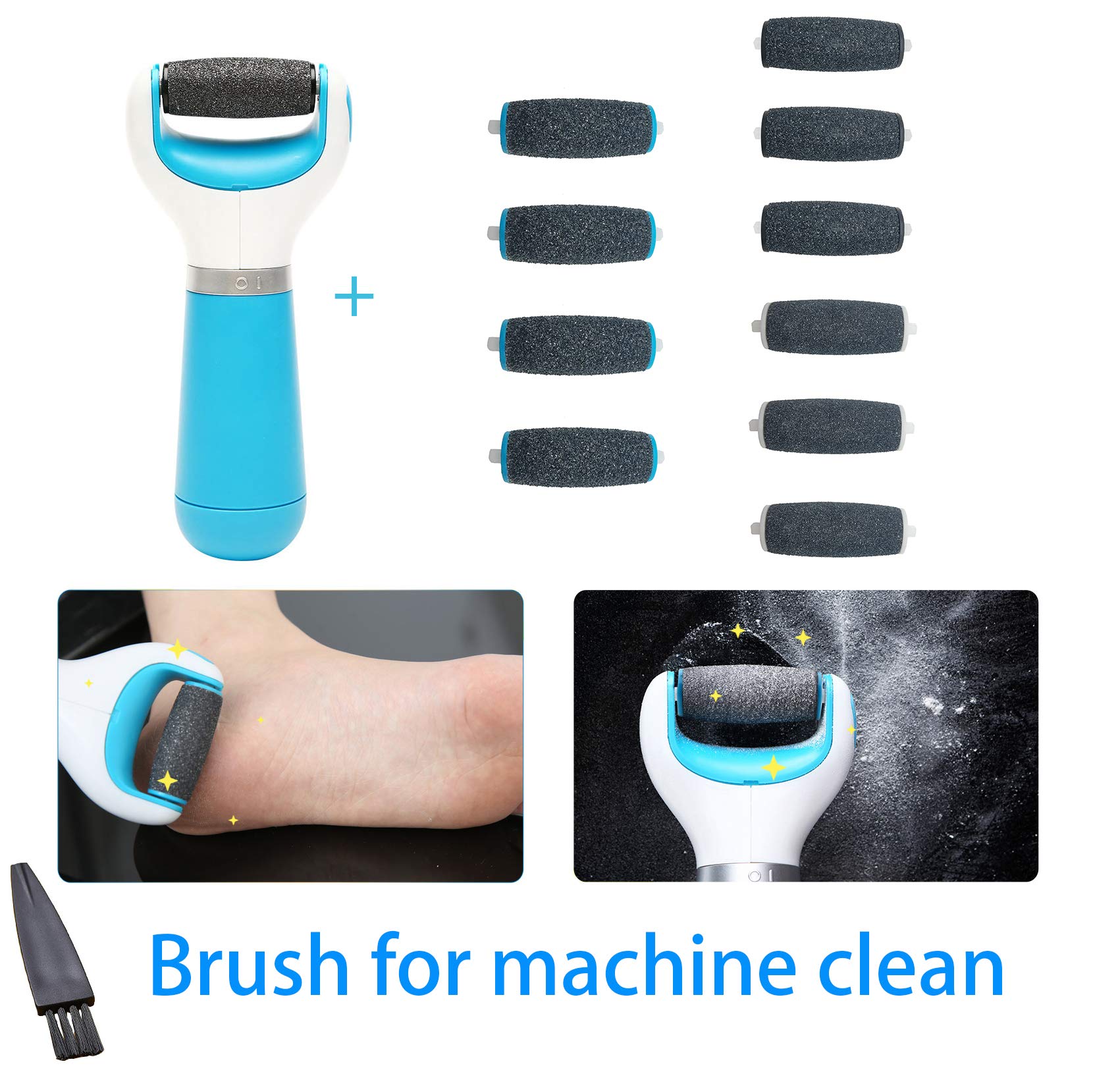 10 Pack Amope Pedi Refills, 4 Pack Extra Coarse & 3 Pack Regular Coarse & 3 Pack Smooth Gentle Replacement Roller Heads for Amope Pedi Perfect Foot Files