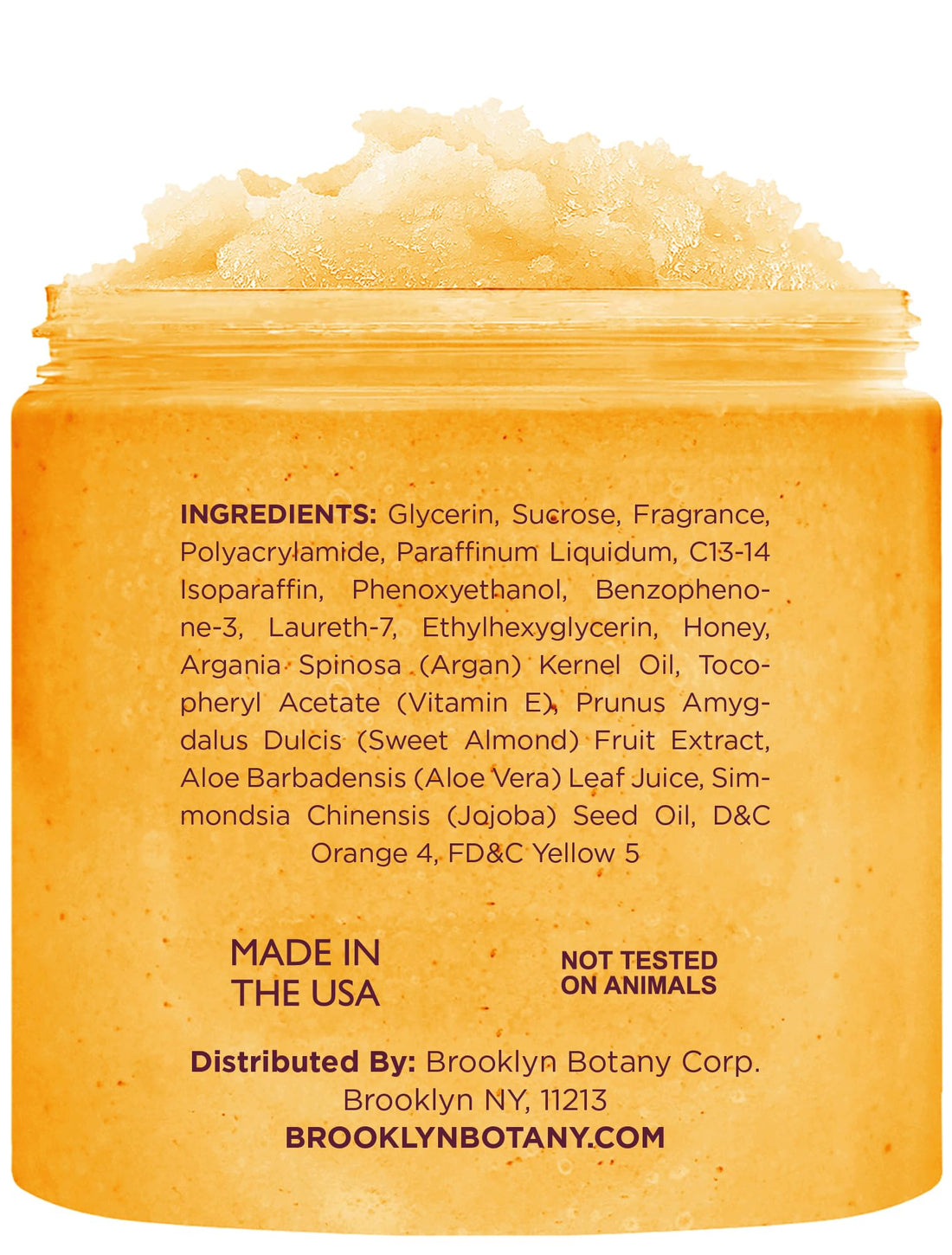 Brooklyn Botany Peach Bellini Honey Sugar Scrub for Body 10 oz – Deeply Hydrating and Gently Exfoliating Body Scrub for Women and Men – Moisturizing and Nourishing the Skin