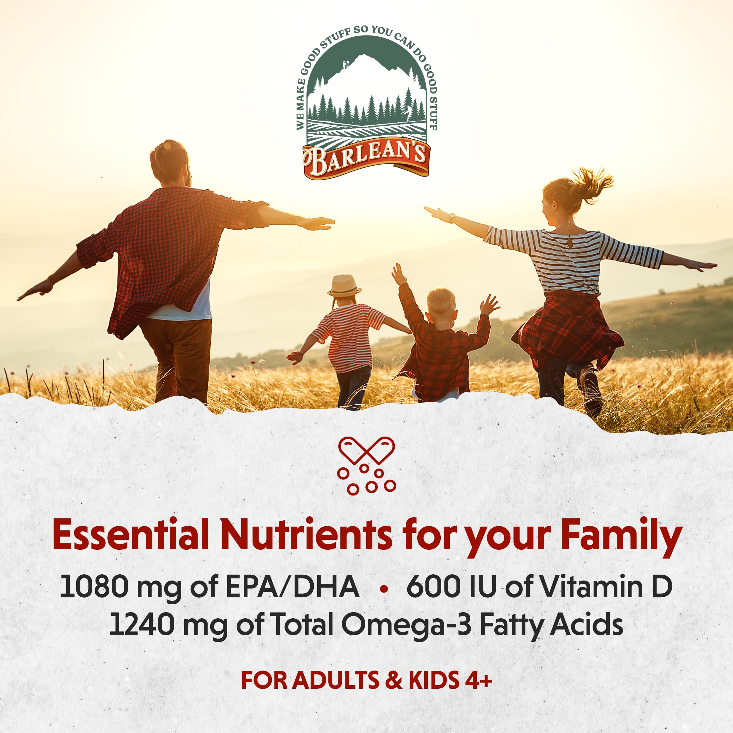 Barlean's Mango Peach Omega 3 Fish Oil Liquid Supplement with Vitamin D, 1080mg EPA & DHA Fatty Acid, Smoothie Flavored & Burpless for Brain, Joint, & Heart Health, 16 oz