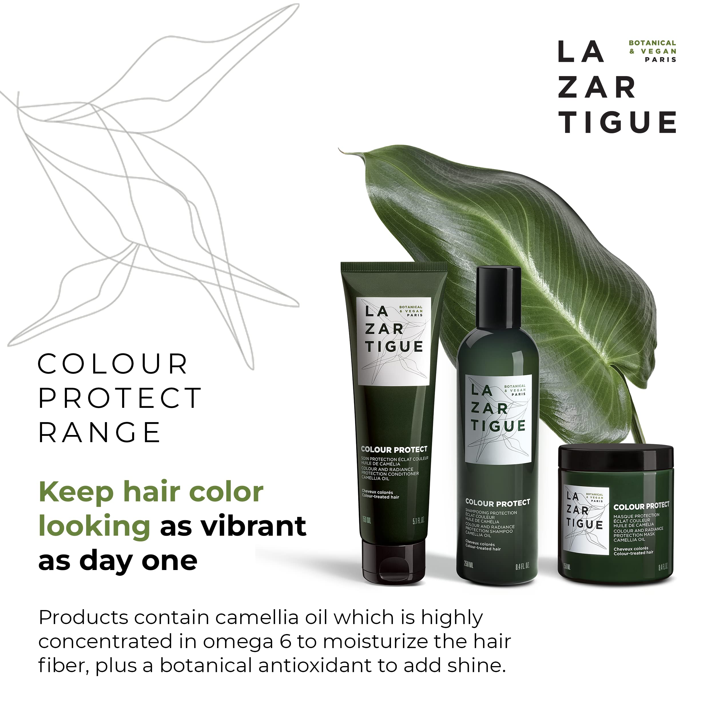 Lazartigue Color Protect Conditioner, Botanical & Vegan, Sulfate-Free, Silicone-Free Color and Radiance Protection With Camilla Oil, 5.1 Fl.Oz.