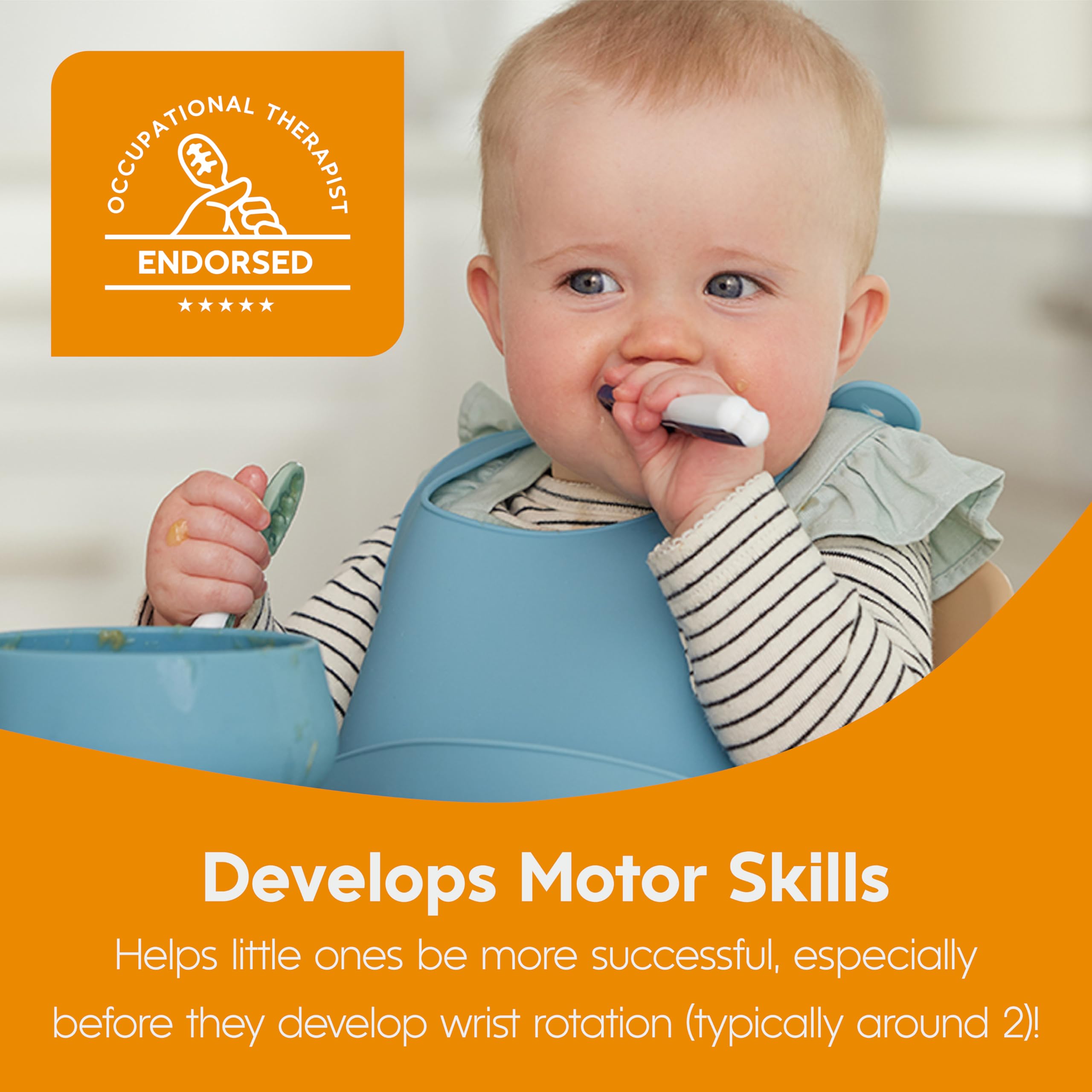 NumNum Baby Spoons Set, Baby Essentials Pre-Spoon GOOtensils for 6+ Months, First Stage Self-Feeding Spoons for Baby Led Weaning (BLW), Silicone Toddler Utensils, BPA-Free, 2 Pack Gray/Green