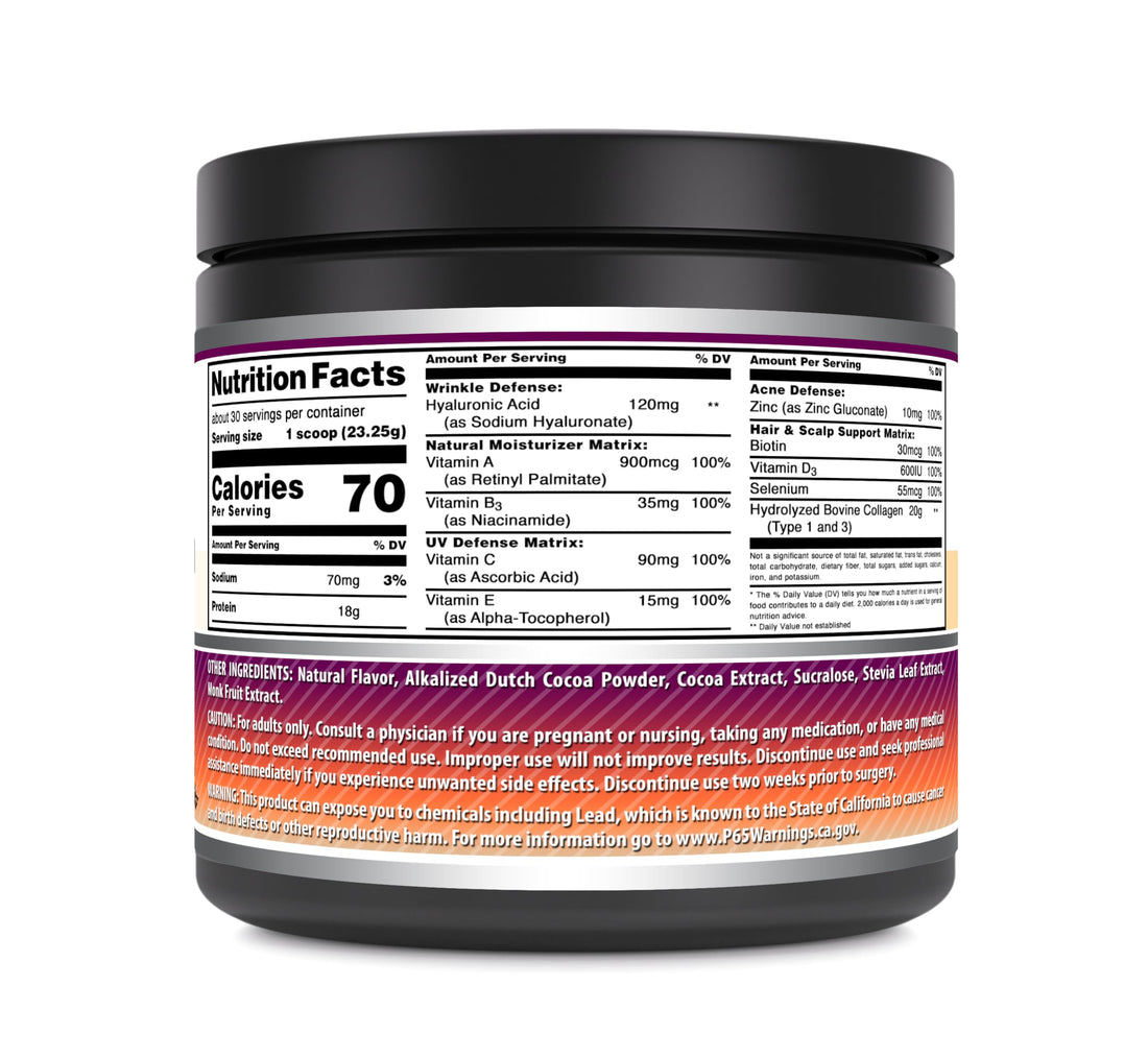 Amazing Formulas Hydrolyzed Collagen with Hyaluronic Acid & Multivitamins Supplement | 30 Servings Powder | 660 Grams | Chocolate Flavor