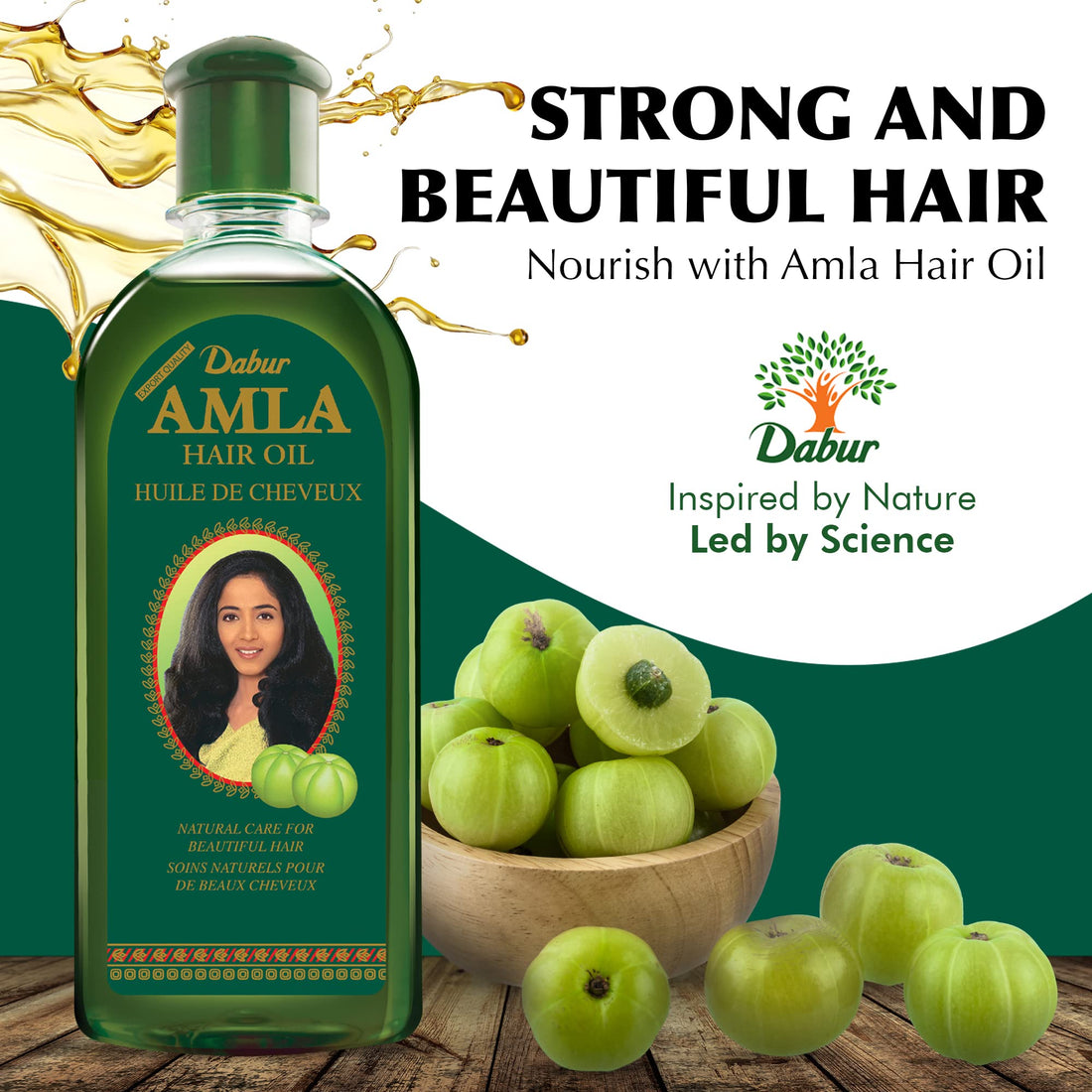 Dabur Amla Hair Oil – Nourishing Herbal Oil for Stronger, Thicker & Shinier Hair – Enriched with Amla Extracts to Reduce Fall, Strengthen Roots & Promote Healthy Growth – 500ml