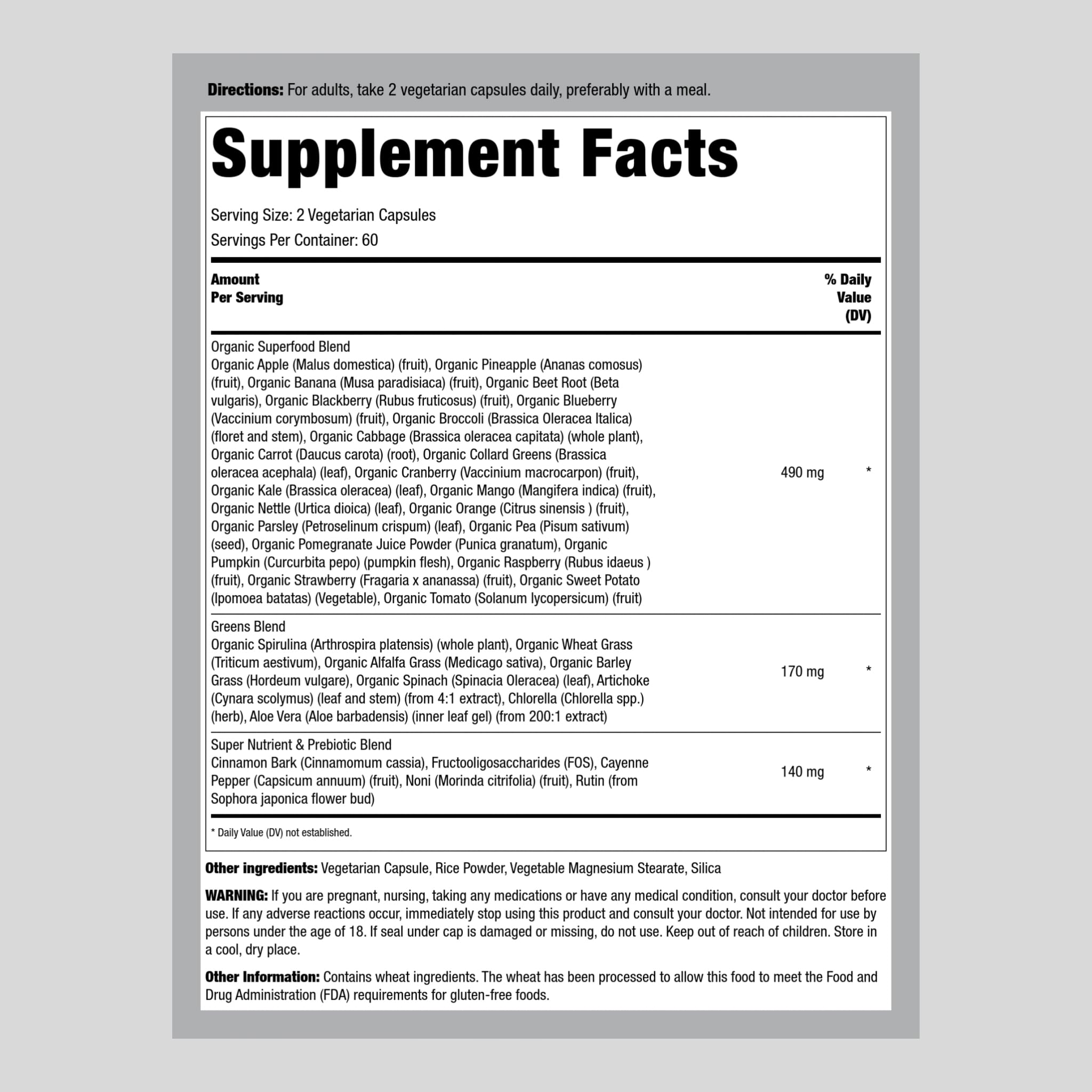 Piping Rock Fruits and Veggies Supplement | 120 Capsules | Plus 20 Fruit and Vegetables | Antioxidant Superfood Formula | Daily Multivitamin | Vegetarian, Non-GMO, Gluten Free