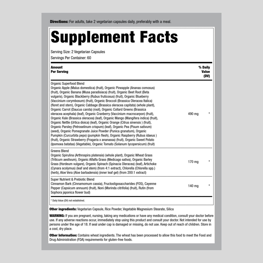 Piping Rock Fruits and Veggies Supplement | 120 Capsules | Plus 20 Fruit and Vegetables | Antioxidant Superfood Formula | Daily Multivitamin | Vegetarian, Non-GMO, Gluten Free