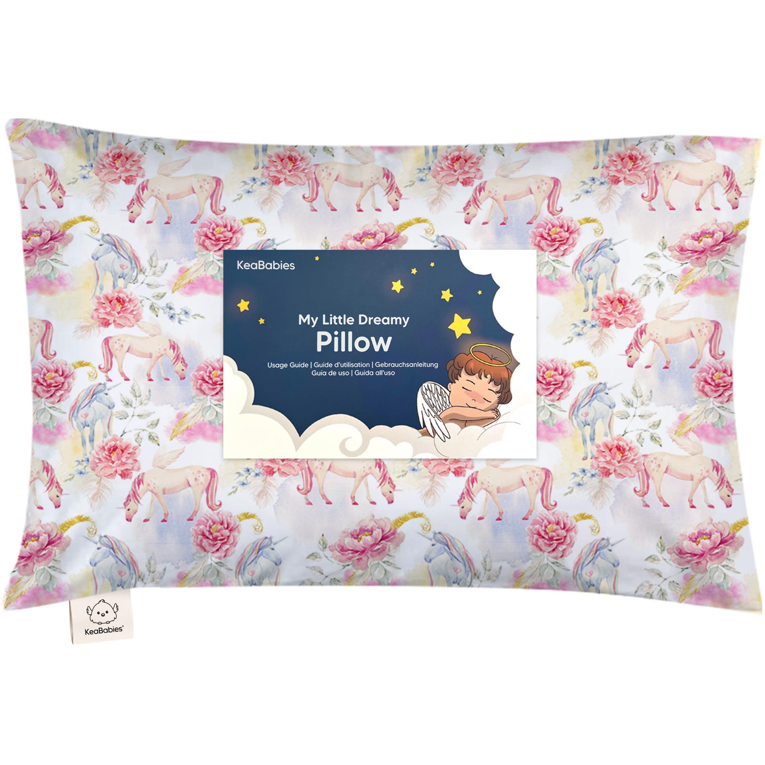 Toddler Pillow with Pillowcase - 13x18 My Little Dreamy Pillow, Organic Cotton Toddler Pillows for Sleeping, Kids Pillow, Travel Pillows, Mini Pillow, Nursery Pillow, Toddler Bed Pillow(Fantasy)