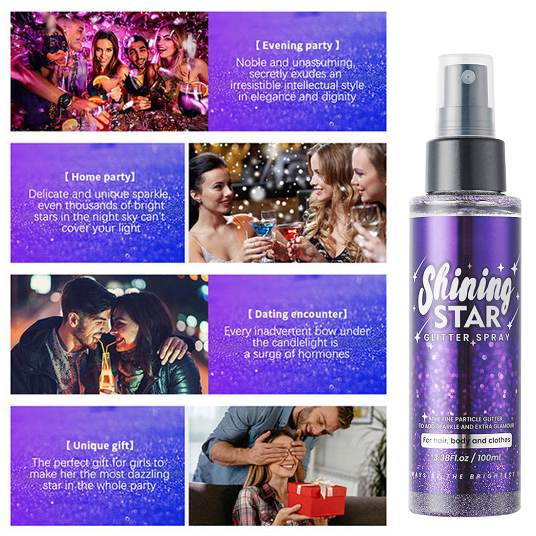 MEICOLY Liquid Body Glitter Spray,100ML(3.53OZ),Mardi Gras Outfit for Women,Mardi Gras Accessories,Glitter Hairspray,Sparkle Hair Spray,Glitter for Hair/Body/Face/Clothes,Body Shimmer for Skin