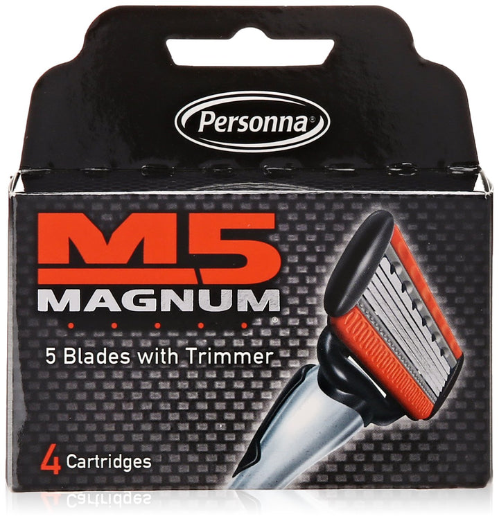 Personna M5 Magnum Razor Blades with Trimmer, 4 Ct Refill Blades (2 Pack)