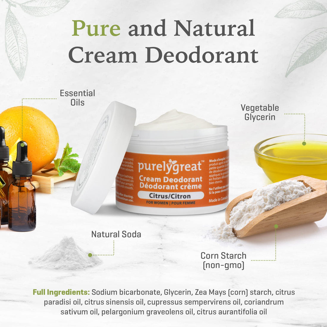 Natural Deodorant For Women Citrus 1.6 Oz