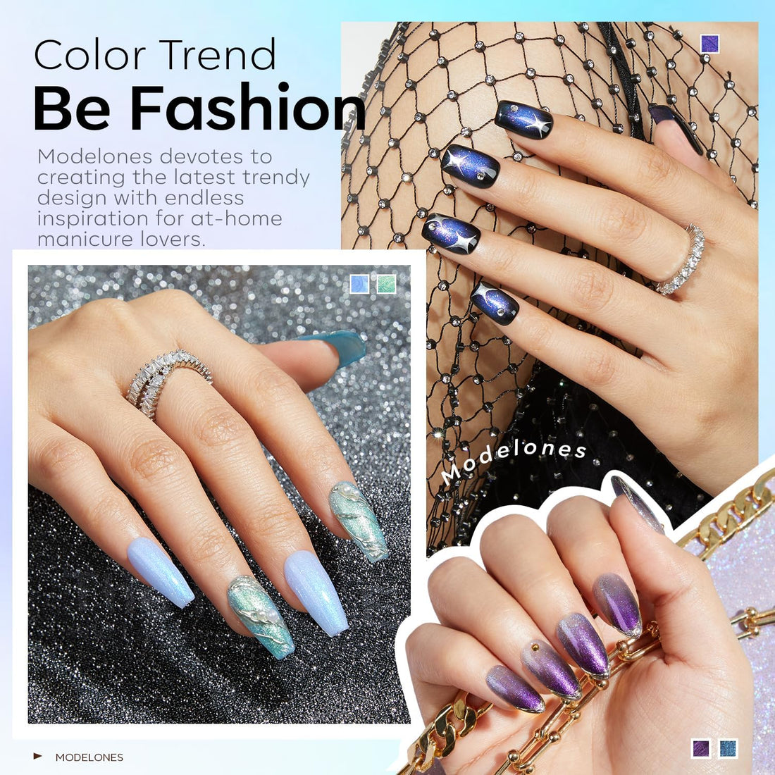 modelones Chameleon Gel Nail Polish Set- 6 Colors Fall Winter Aurora Shimmer Glitter Gel Polish Kit Blue Green Purple Nail Gel Polish Soak Off LED Nail Lamp Nail Art Gel Kit DIY Salon Gift for Women