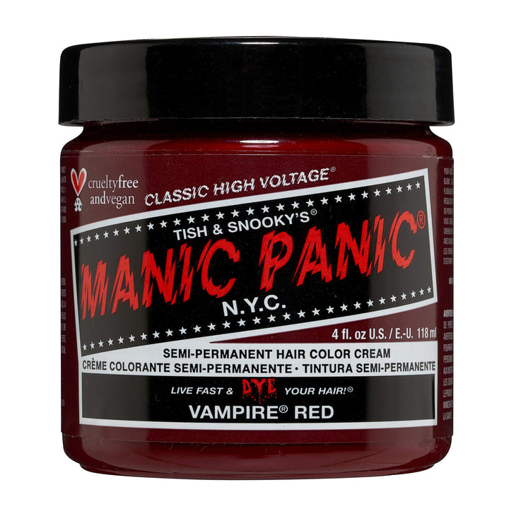 MANIC PANIC Vampire Red Hair Dye - Classic High Voltage - Semi Permanent Deep, Blood Red Hair Color - Vegan, PPD And Ammonia Free (4oz)