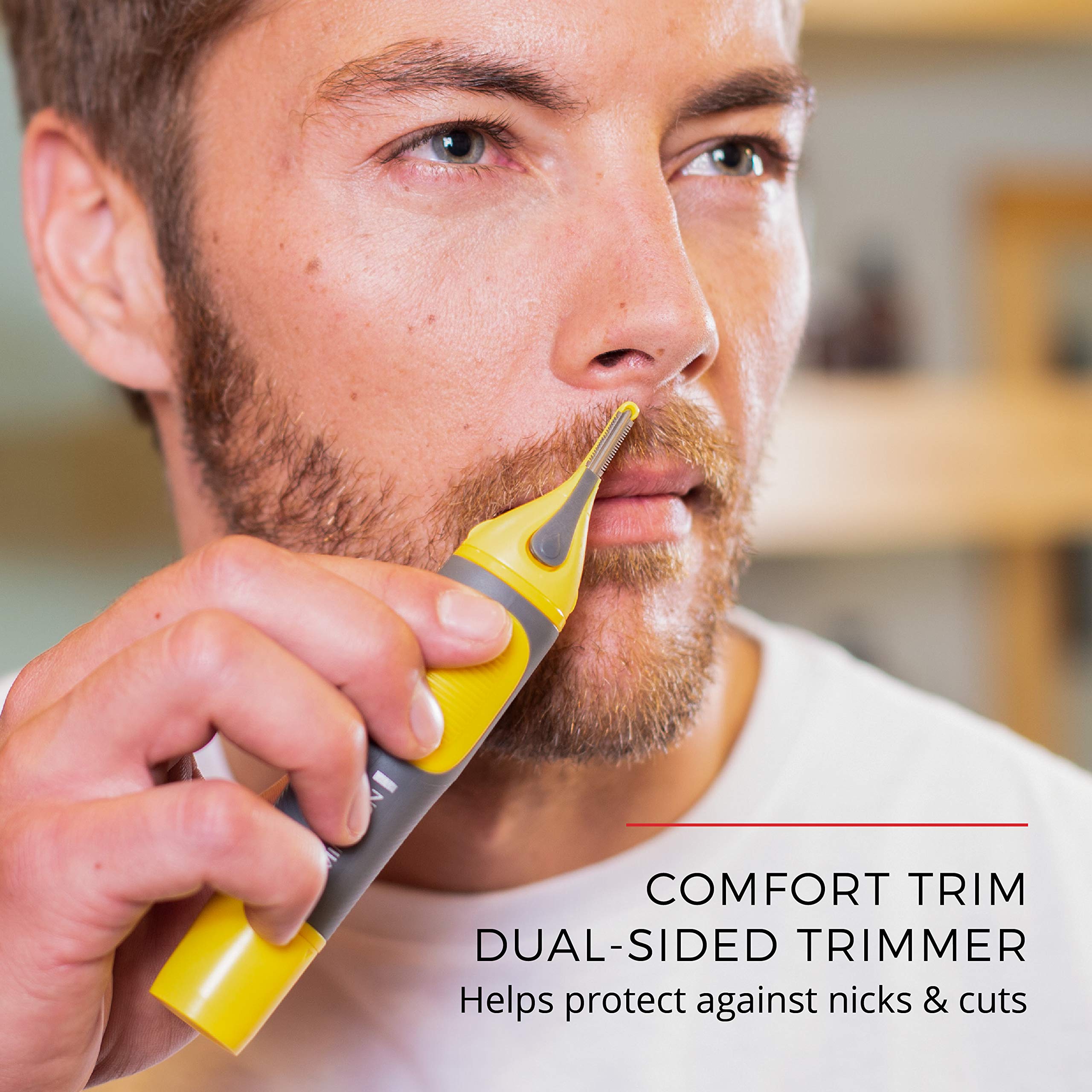 Remington Virtually Indestructible Nose, Ear & Brow Trimmer Yellow Ne3871-Battery Powered Men