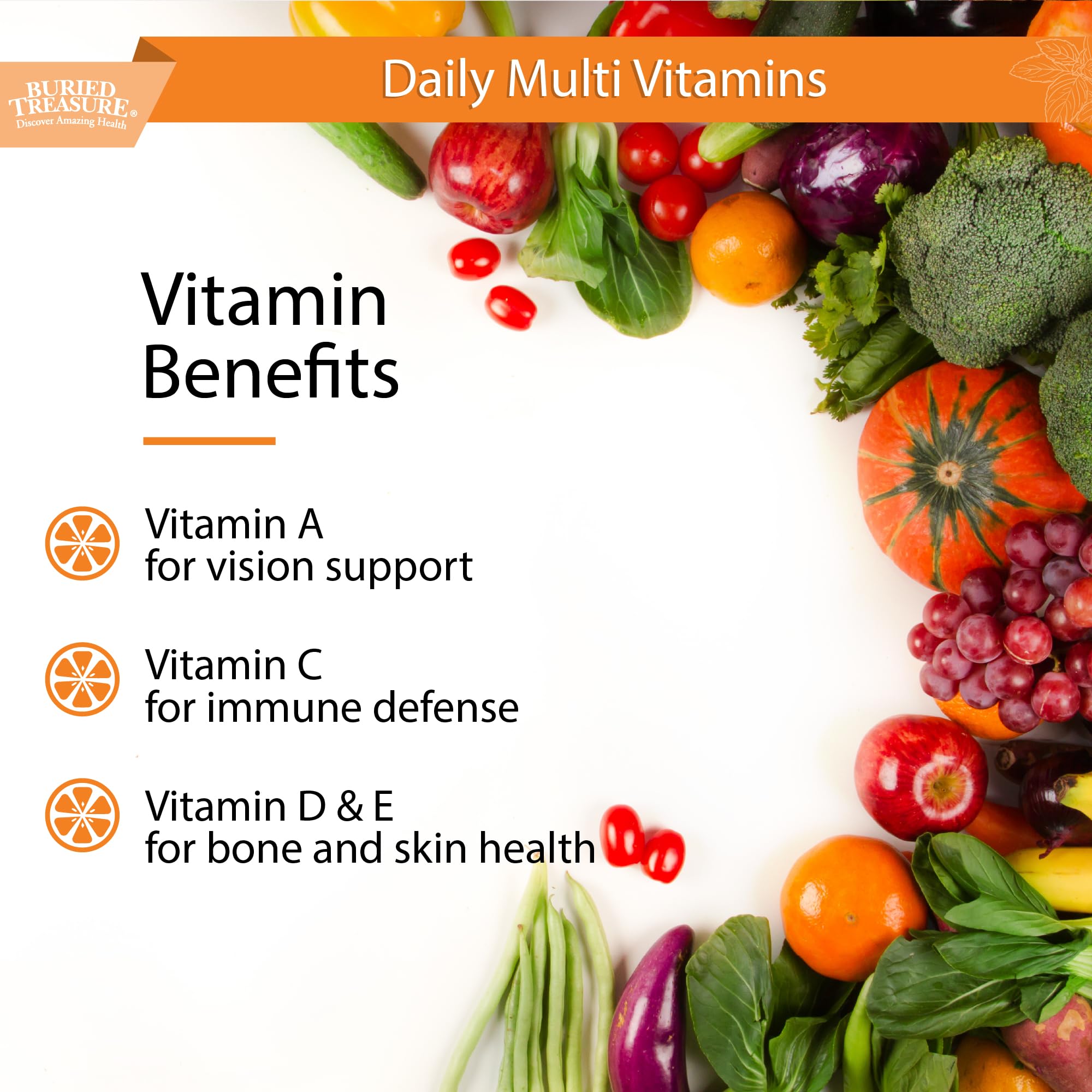 Buried Treasure VM100 Complete Daily Liquid Vitamins and Minerals plus Antioxidants Supplement for Maximum Absorption Great Tasting Orange Zest Flavor 32 Servings 32 Ounce