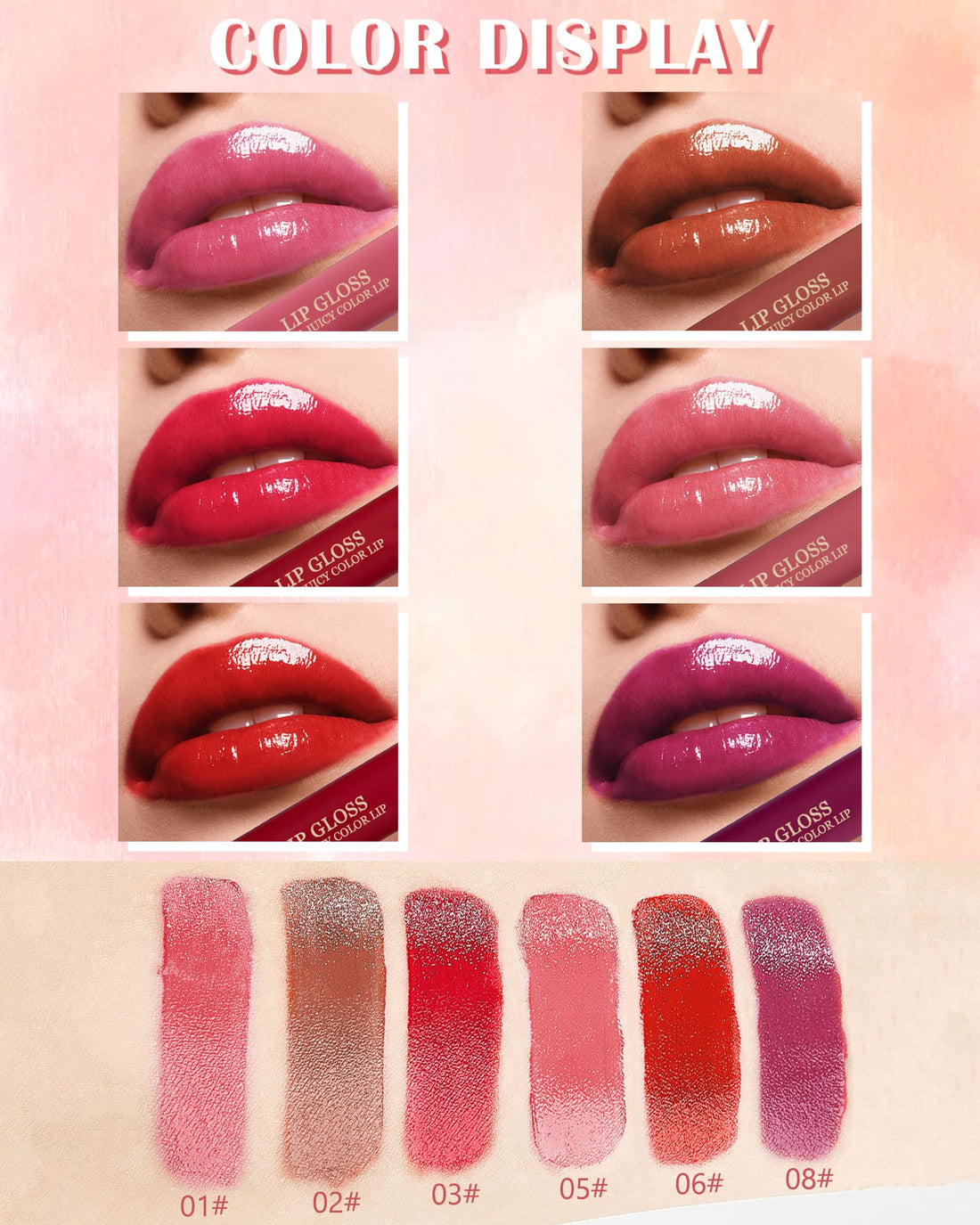 Hydrating Tinted Lip Gloss,1Pcs High Pigmented Bright Red Liquid Lipstick Lip Tint Stain,Longlasting Waterproof Lipstain,Color Stay Lipgloss Lip Glaze Lip Oil,Women's Day Makeup Gift for Women-03#