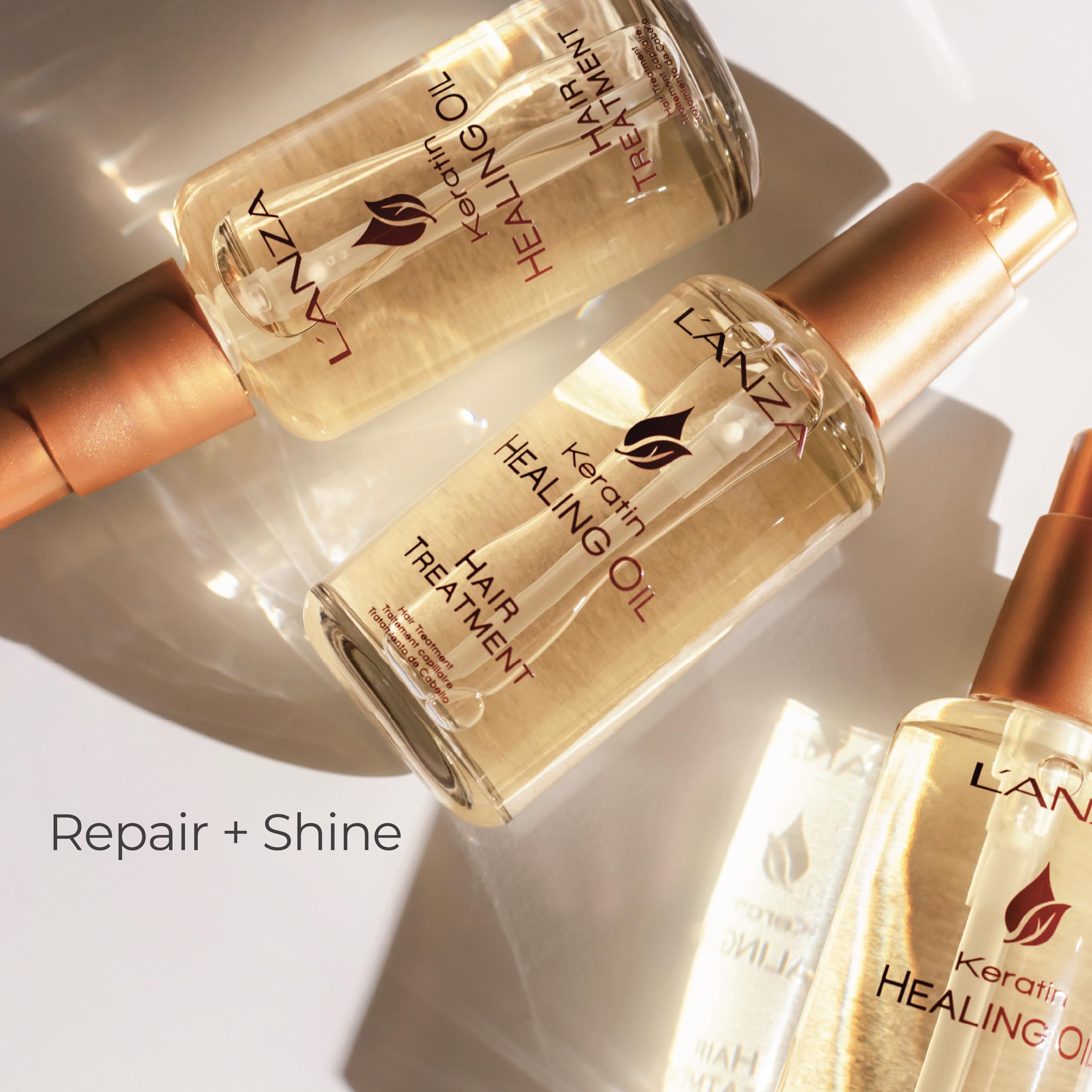 L'ANZA Keratin Healing Oil Hair Treatment, Hair Oil Revives & Nourishes Dry Damaged Hair & Scalp, Sulfate Free with Phyto IV Complex, Cruelty Free Volumizing Hair Care with UV Protection (1.7 Fl Oz)