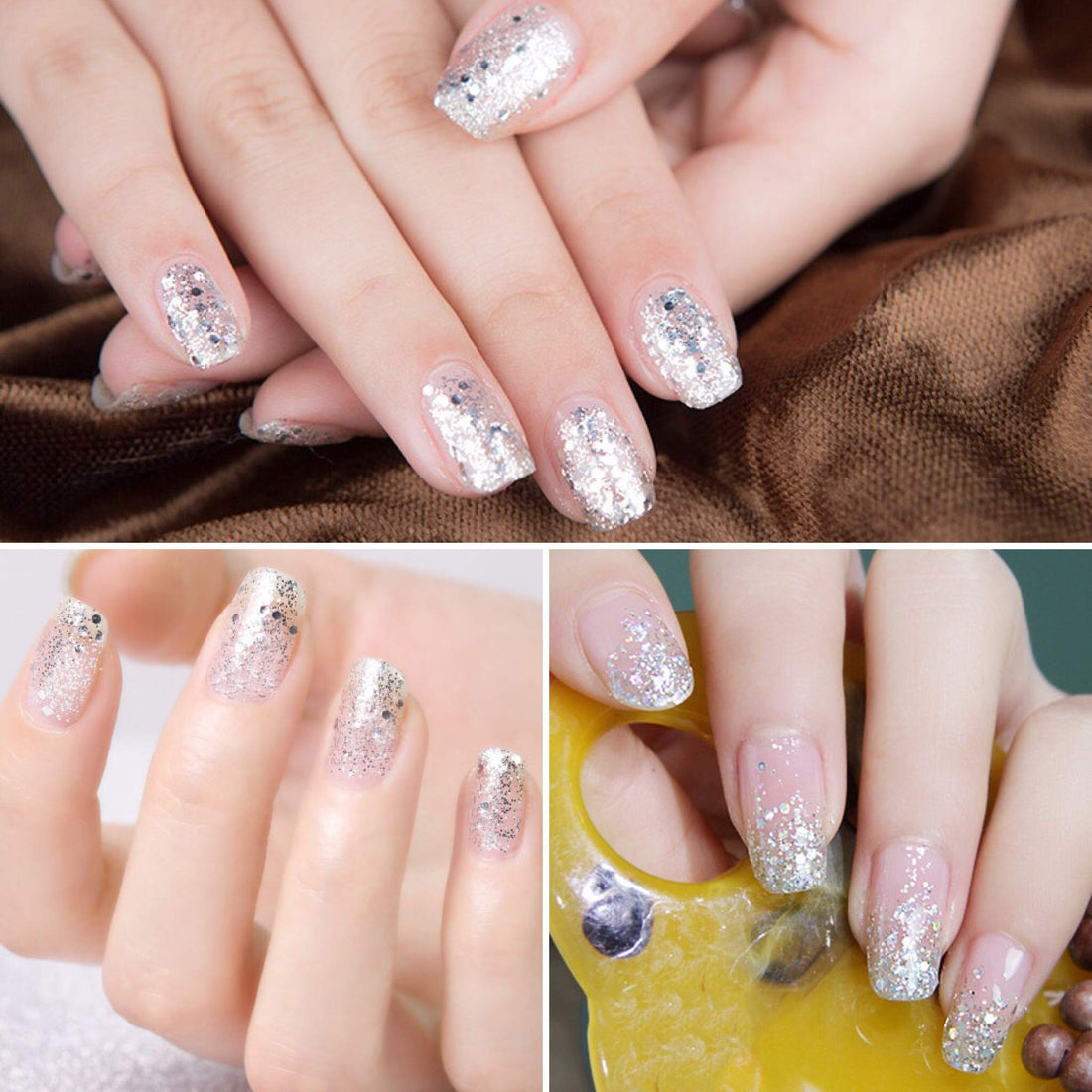 Vishine Long-Lasting Shiny Color Soak Off UV LED Manicure Lacquer Gel Nail Polish (1853-Glitter Silver)