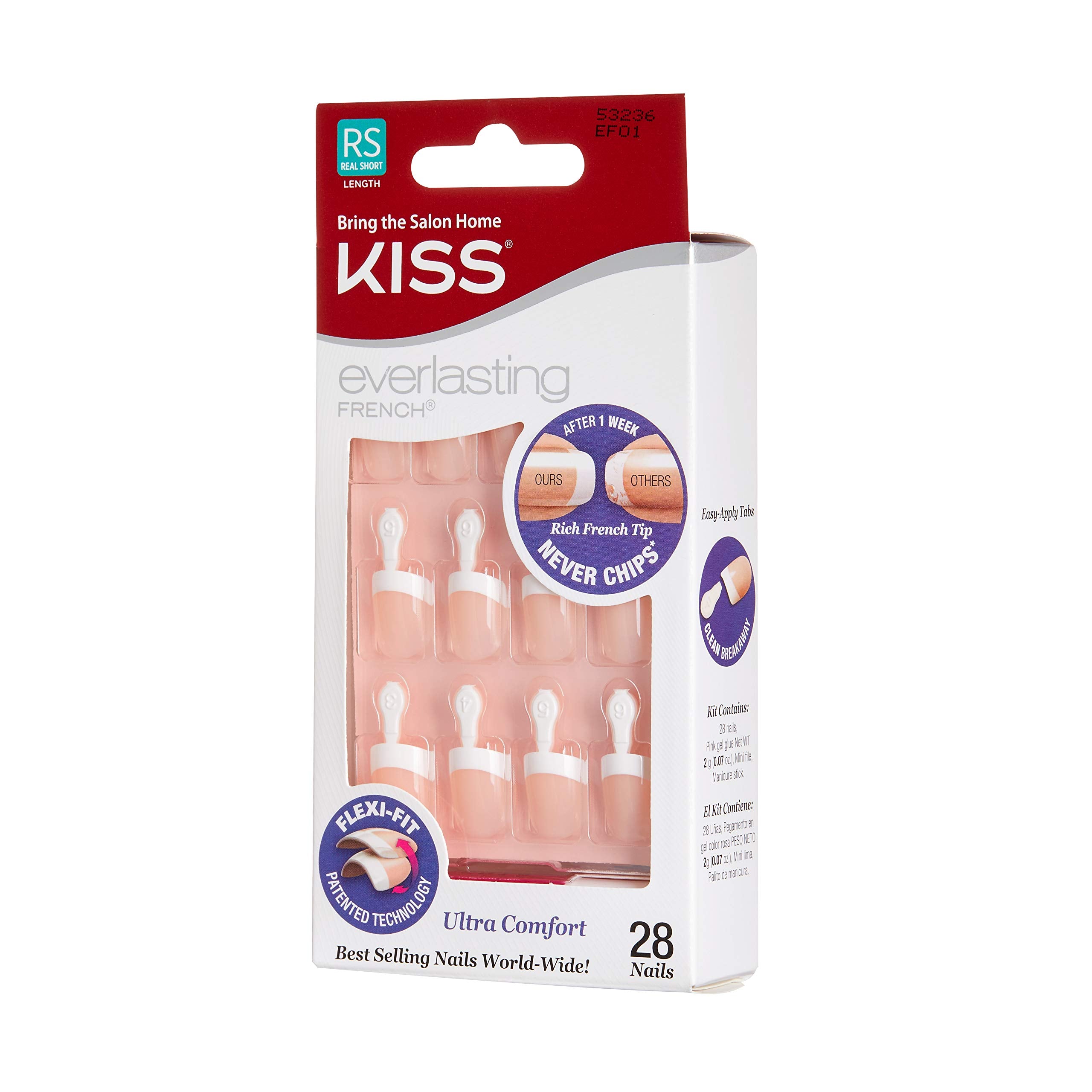 Kiss Everlasting French Nail Kit Real Short 28 Nails (2 Pack)