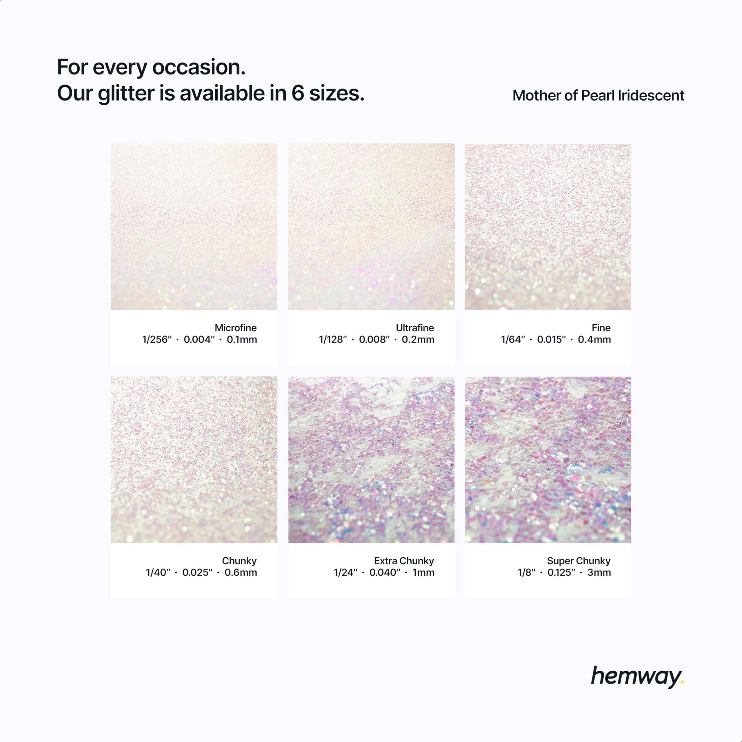 Hemway Premium Ultra Sparkle Glitter Multi Purpose Metallic Flake for Arts Crafts Nails Cosmetics Resin Festival Face Hair - Mother of Pearl Iridescent - Microfine (1/256 0.004 0.1mm) 100g / 3.5oz