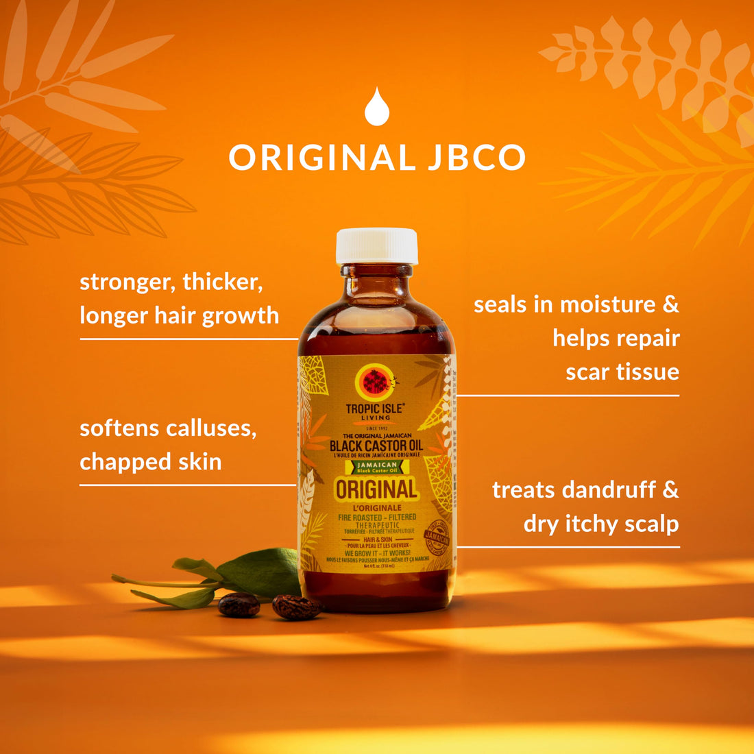 Mudra 8oz (2 Pack) Glass: Tropic Isle Living- Jamaican Black Castor Oil-8oz Glass Bottle (2 Pack)