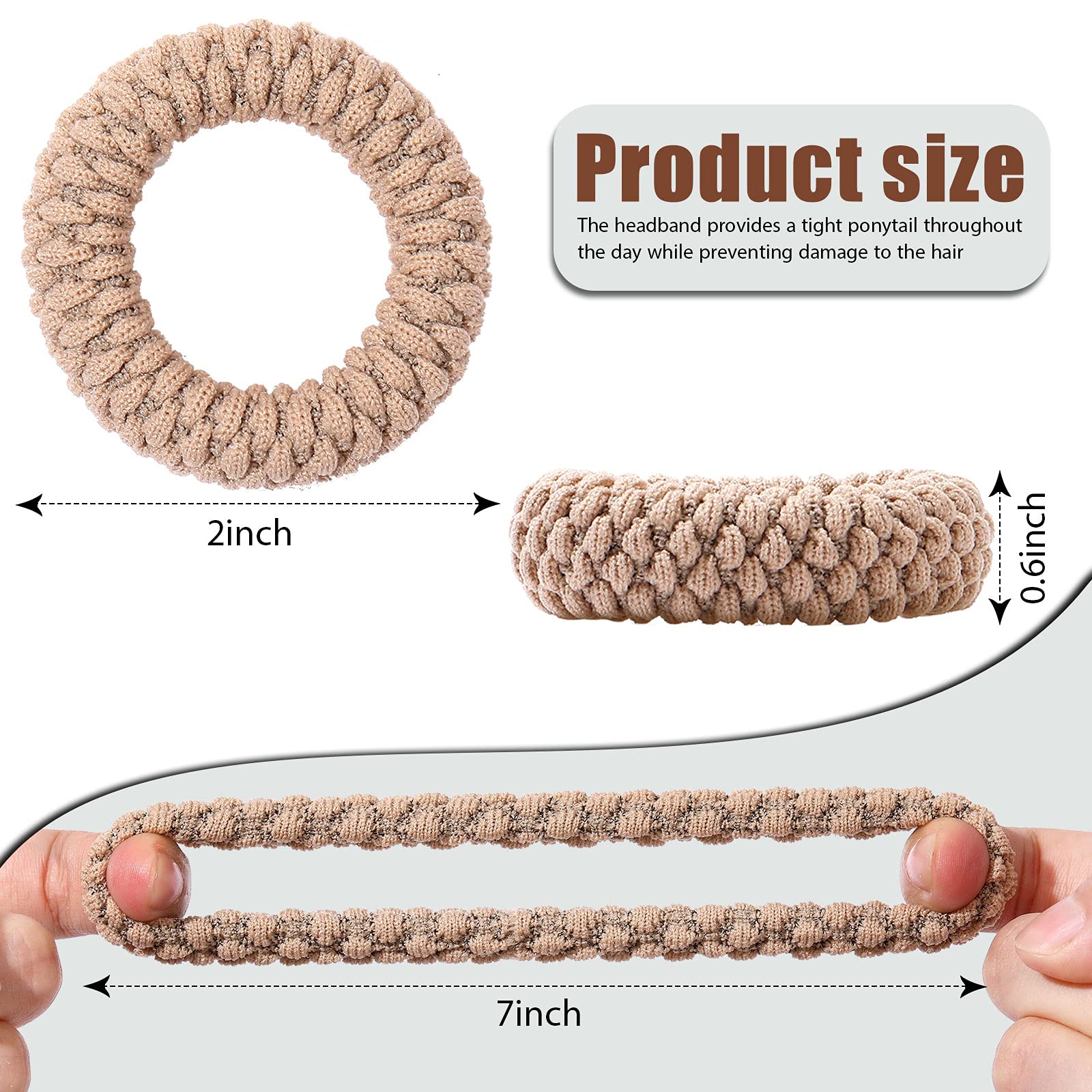 16 Pieces Thick Cotton Hair Ties Seamless Cotton Hair Bands No Crease No Break No Slip Hair Bands Seamless Hair Elastics Ties Thick Stretchy Ponytail Holders for Women Girls (Dark Color)