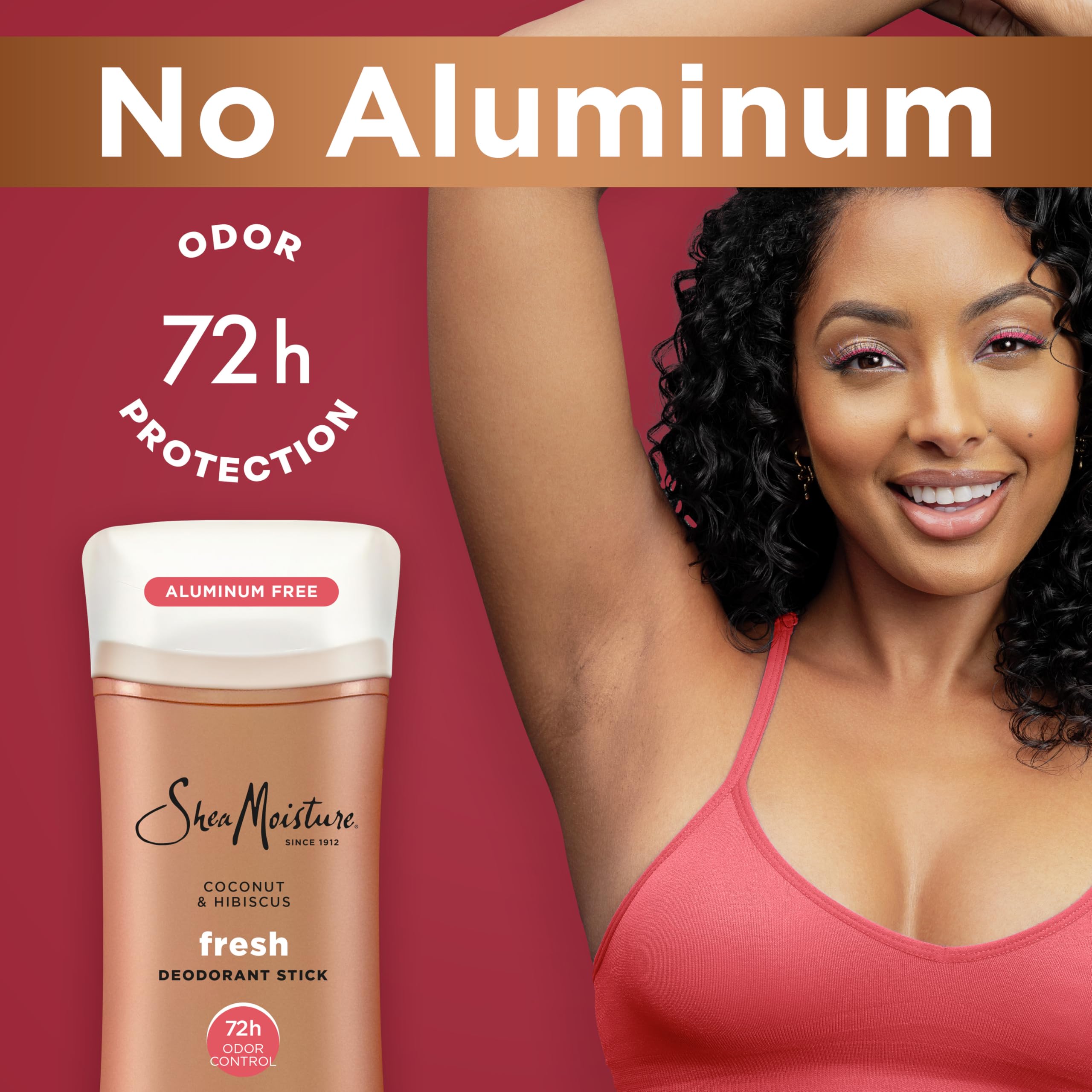 Shea Moisture Deodorant Stick 72h Odor Control Coconut & Hibiscus Fresh Aluminum Free 2.6 oz