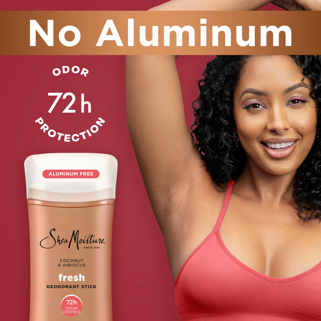 Shea Moisture Deodorant Stick 72h Odor Control Coconut & Hibiscus Fresh Aluminum Free 2.6 oz