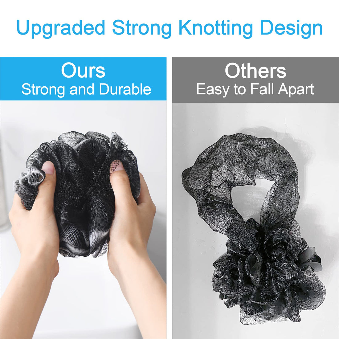 AmazerBath Shower Bath Sponge Shower Loofahs Balls 75g/PCS for Body Wash Bathroom Men Women- Set of 4 Black-White Pack