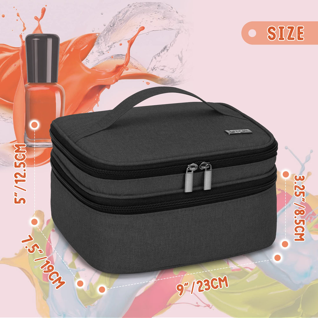 Luxja Nail Polish Carrying Case - Holds 30 Bottles (15ml - 0.5 fl.oz), Double-layer Organizer for Nail Polish and Manicure Set, Black