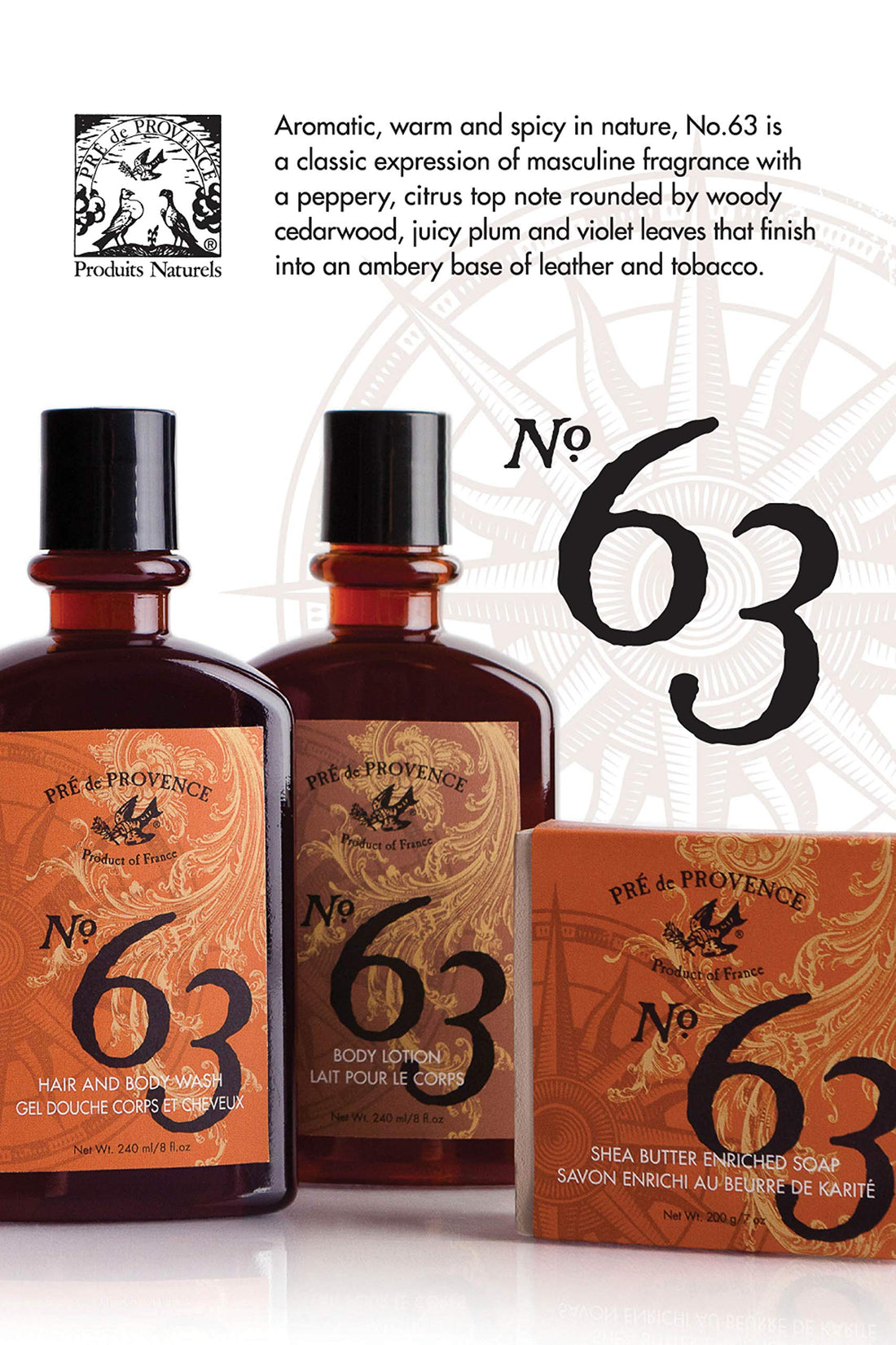 Pre de Provence No.63 Men's Collection, Soap Cube