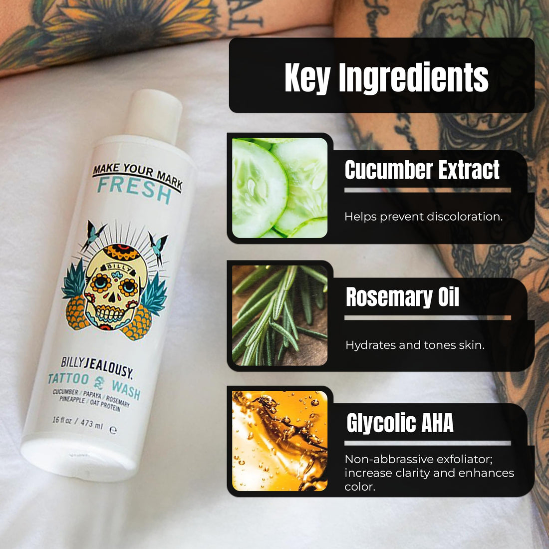 Billy Jealousy Make Your Mark Tattoo Wash, 16 Fl Oz