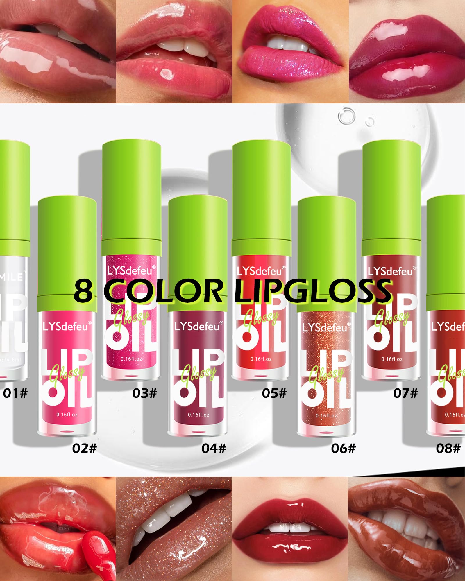 3 Colors Lip Oil Lip Glaze,Tinted Lip Gloss,Hydrating Lip Glow Oil Lipgloss,Transparent Pink Lip Stain Tinted Fat Lip Oil,Clear Glow Reviver Lip Care Oil,Women's Day Makeup Gift for Women-1+2+6