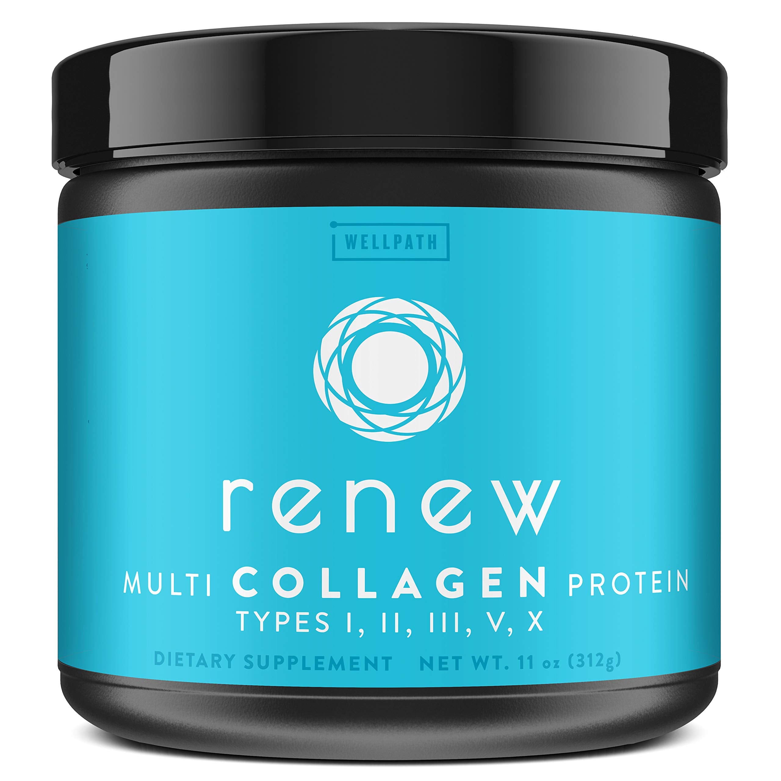 WellPath Renew Multi Collagen Protein Powder for Women | Complex Supplement - Hydrolyzed Grass-Fed Bovine, Marine, & Chicken Sources | Types I, II, III, V, X | 11 oz