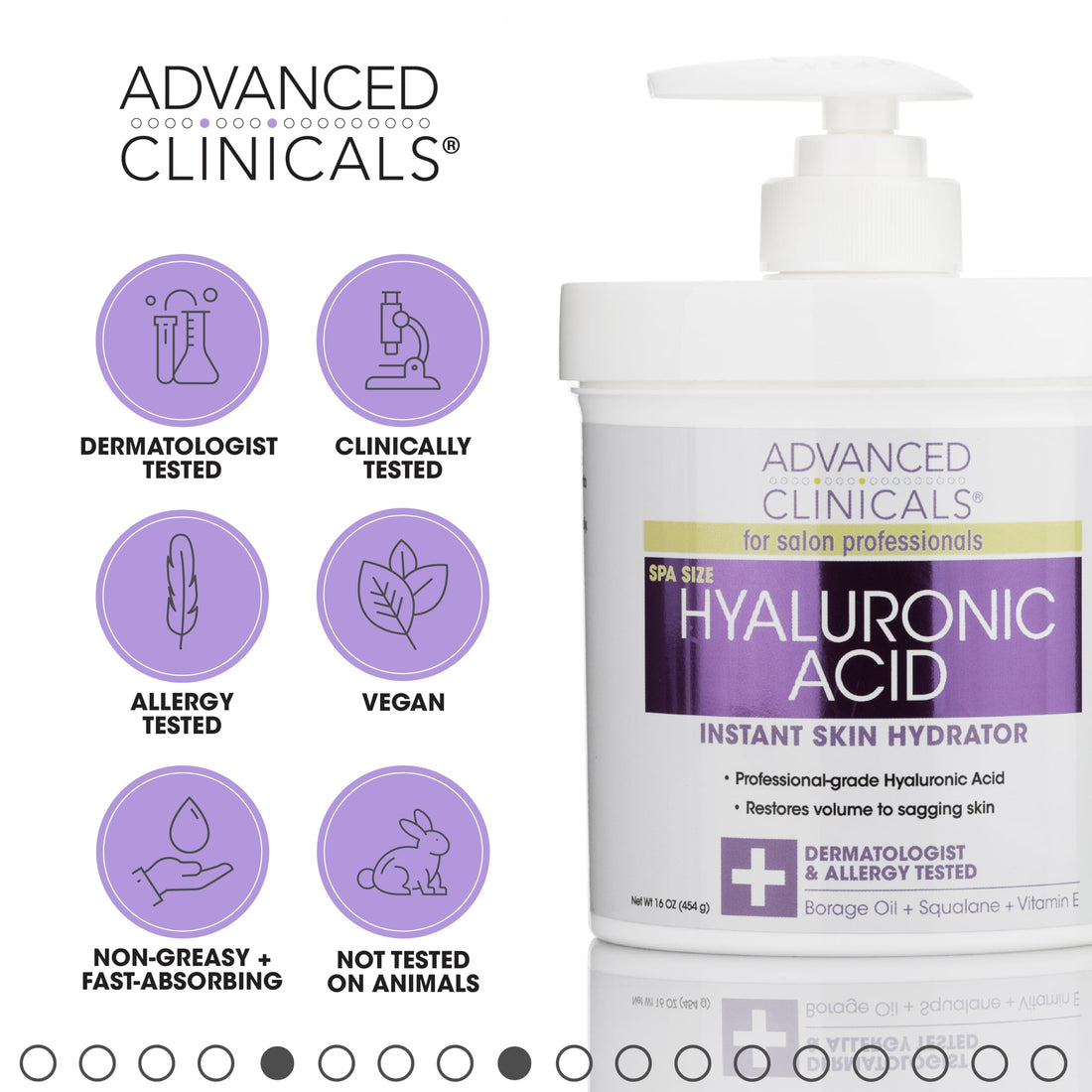 Advanced Clinicals Hyaluronic Acid Body Lotion & Face Moisturizer W/Shea Butter + Coconut Oil | Hydrating Dry Skin Firming Body Cream For Wrinkles, Stretch Marks, & Crepey Skin, W/Travel Size