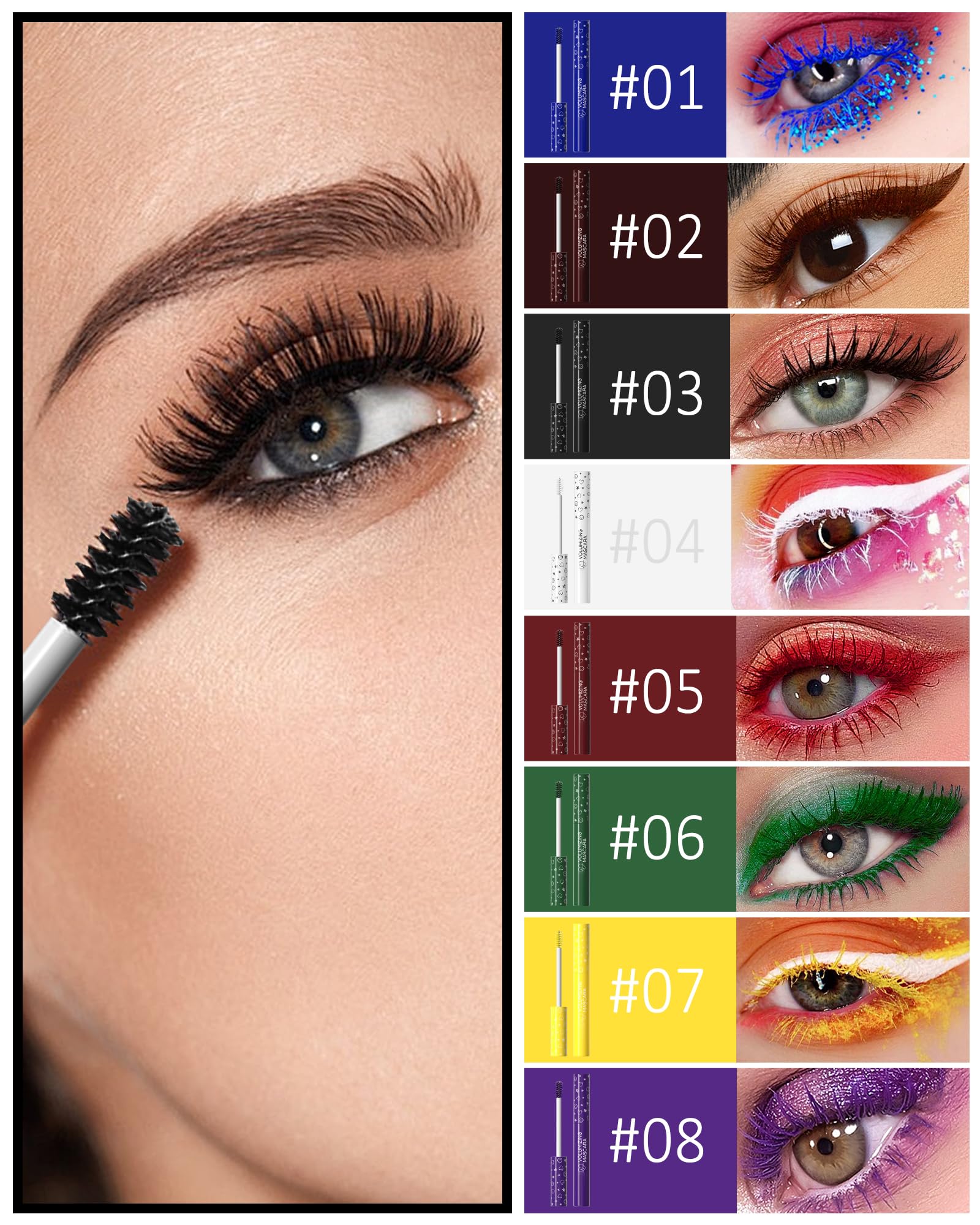 2Pcs Burgundy Waterproof Christmas Mascara Volume and Length,Long Lasting Colored Liquid Tubing Mascara Lash Extensions for Eyelashes,Smudge-Proof Curling Voluminzing Colorful Mascara Women Eye Makeup