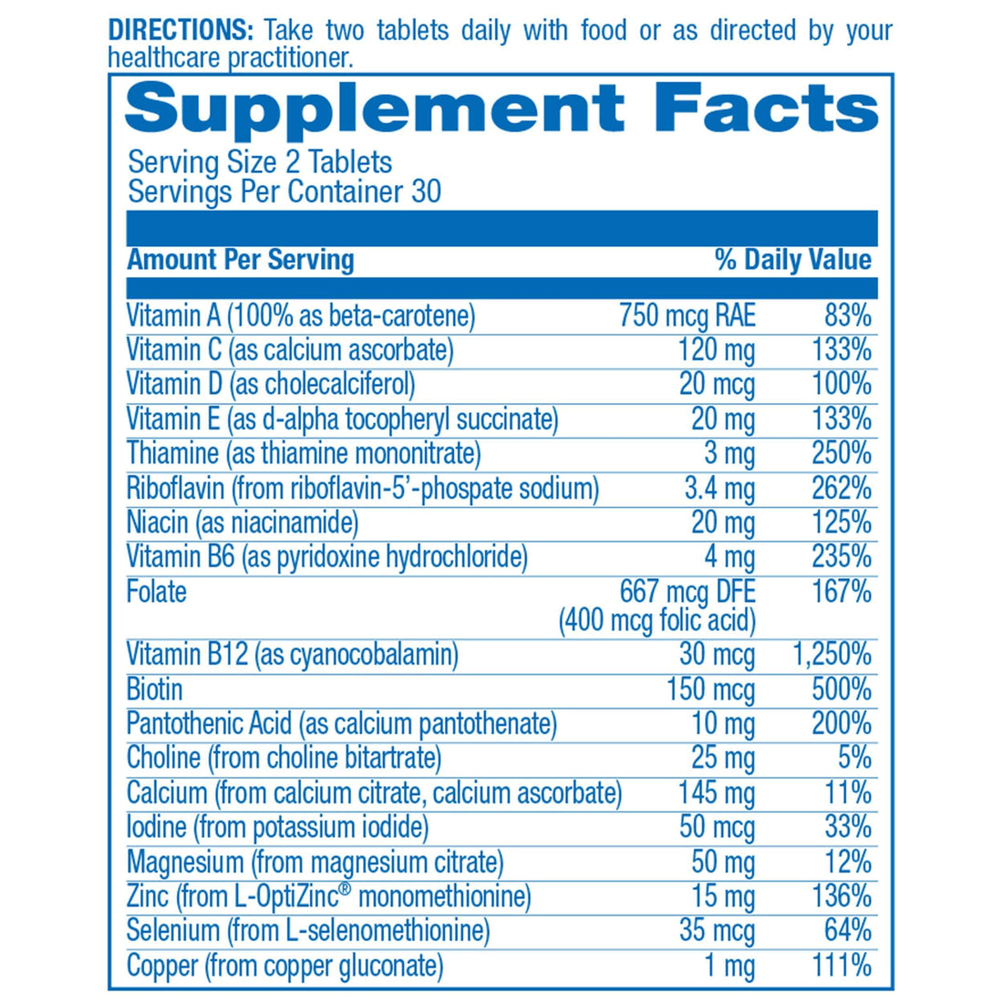 Iron Free Daily Multivitamin for Men and Women with Digestive Blend, 60 Tablets - AVED Eze Daily Multi Vitamin and Minerals Health Supplement - Vitamins A, C, D, E, Vitamin B Complex,