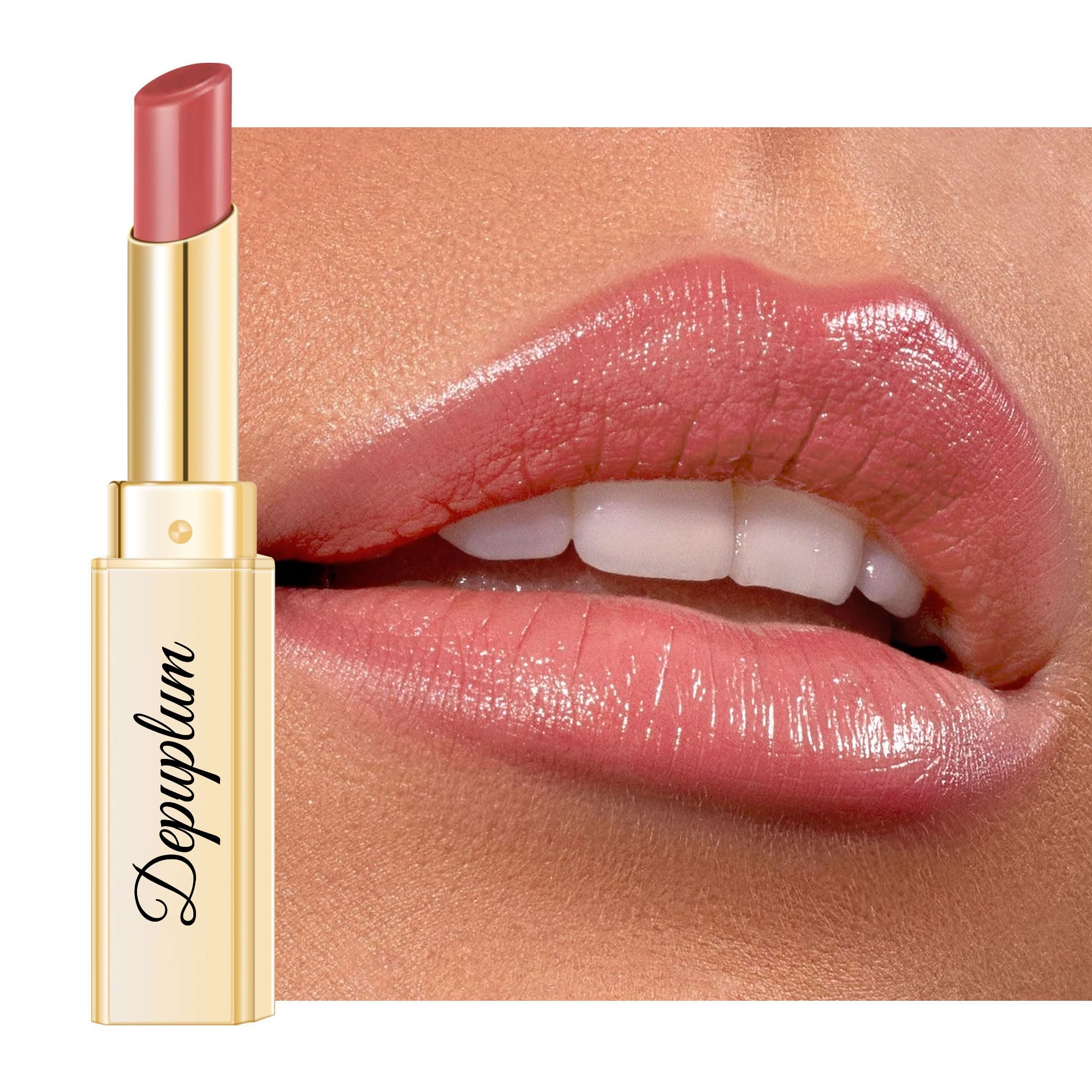 Depuplum Nude Pink Lipstick for Women Hydrate Cream Lipstick Moisture Lip Gloss Sheer-Medium Coverage Shine Tinted Lip Balm for Dry Lips, DM95 Nude Pink
