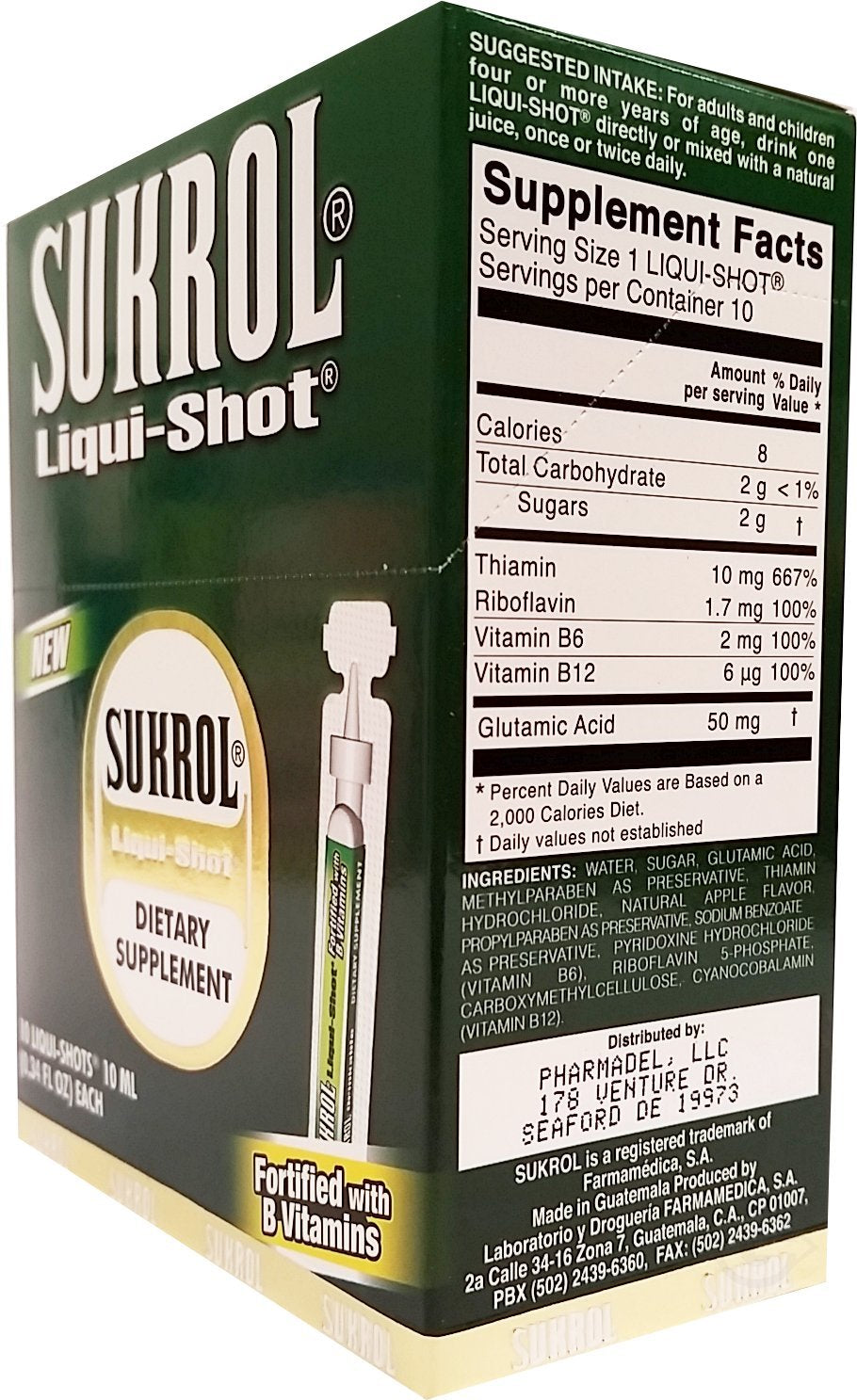 Sukrol Liquid Shot Dietary Supplement 10 Units - Suplemento Multivitaminico (Pack of 1)