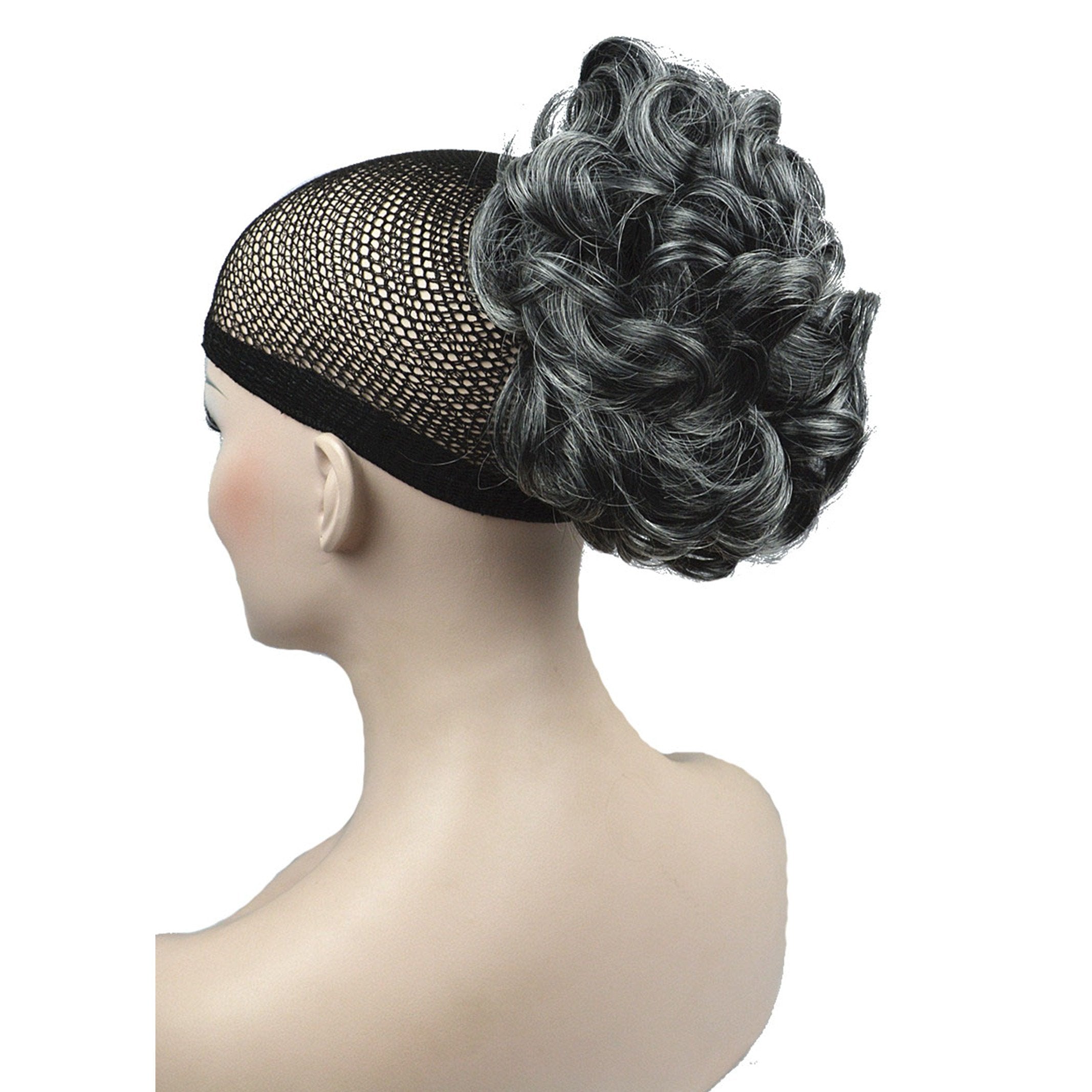 Ab009 Grey: Lydell Short Ponytail Hair Extension Wavy Synthetic Hair-Piece With Jaw Claw (Ab009 Grey)