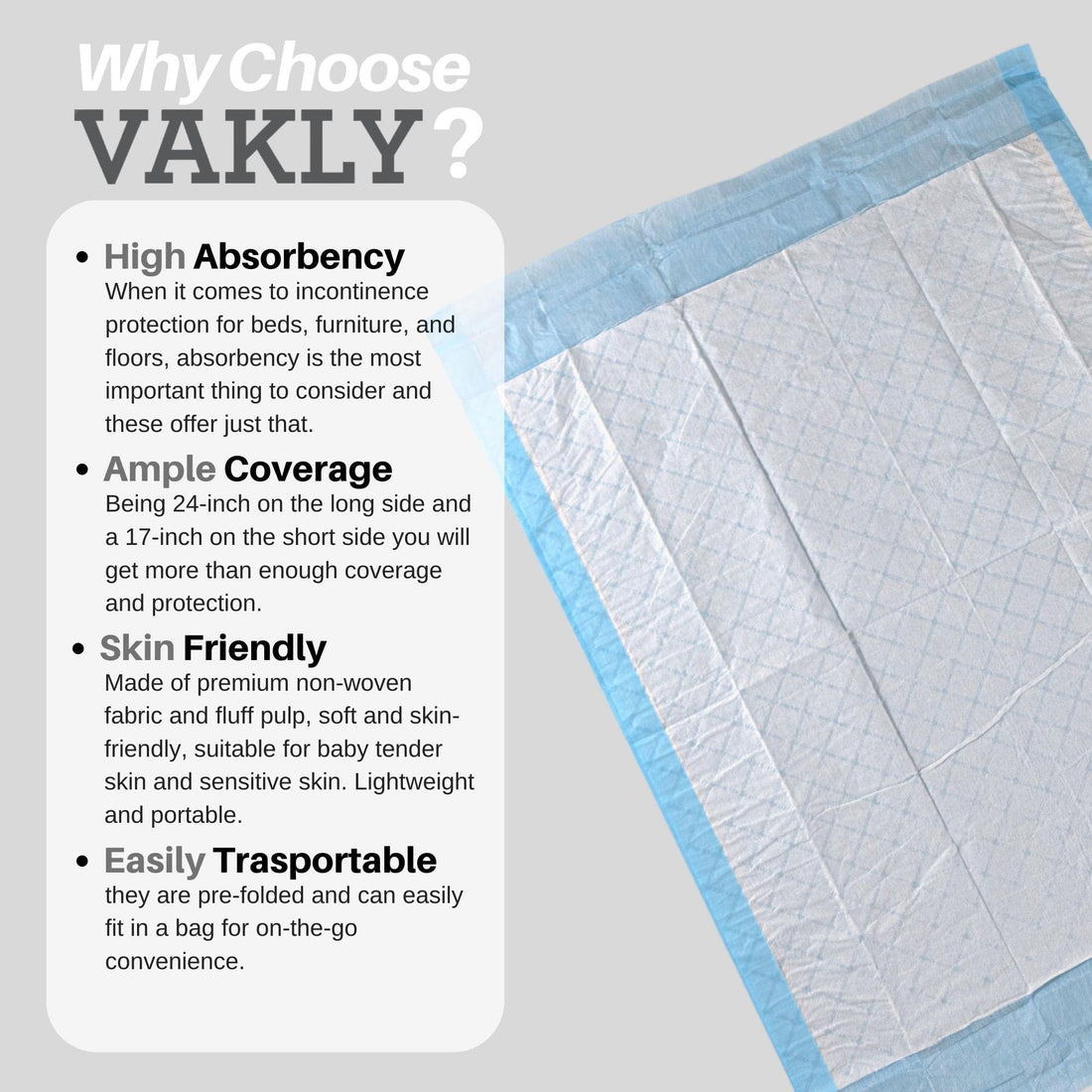 Disposable Changing / Under Pads [Pack of 25] Disposable Soft Absorbent Waterproof 17''x24'' Incontinence Underpad Protector Liners for Beds, Chairs, Diaper Changing – for Adults and Baby Protection